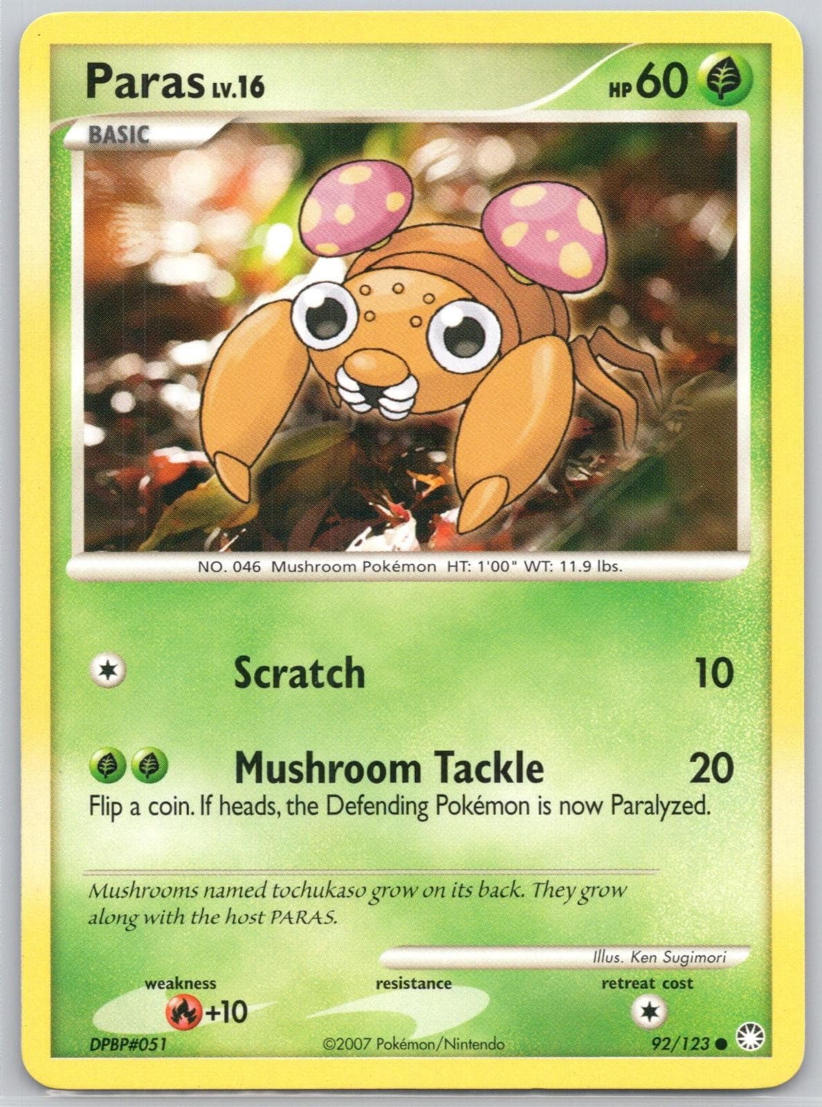 Paras 92/123 Common Mysterious Treasures Pokemon Lightly Played