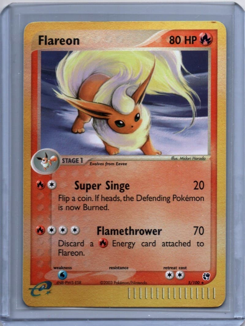Pokemon Flareon #5/100 - Holo - Sandstorm - NM/LP