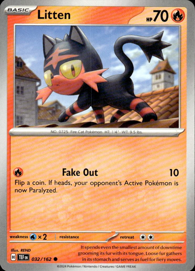 Litten Temporal Forces 032/162 Common Pokémon — English Near Mint