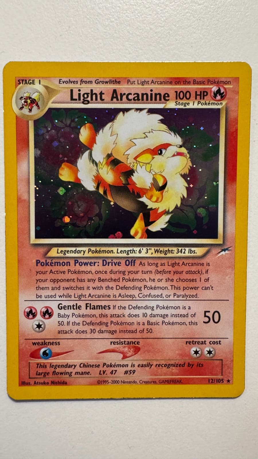 Pokemon TCG Light Arcanine 12/105 Neo Destiny Holo Rare NM/LP