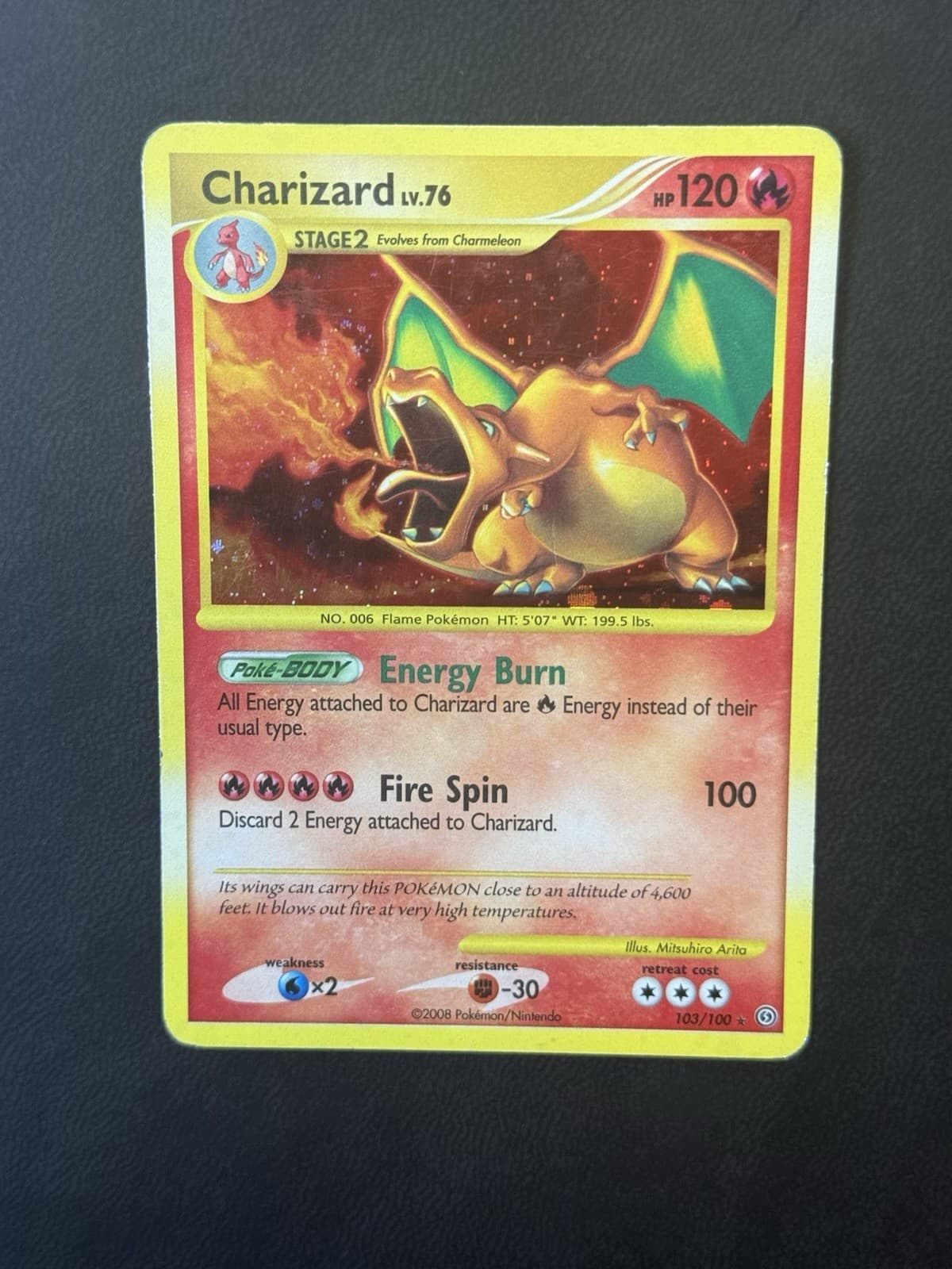 Charizard 103/100 Secret Rare Holo Pokemon Card Stormfront MP HP Swirl 💫