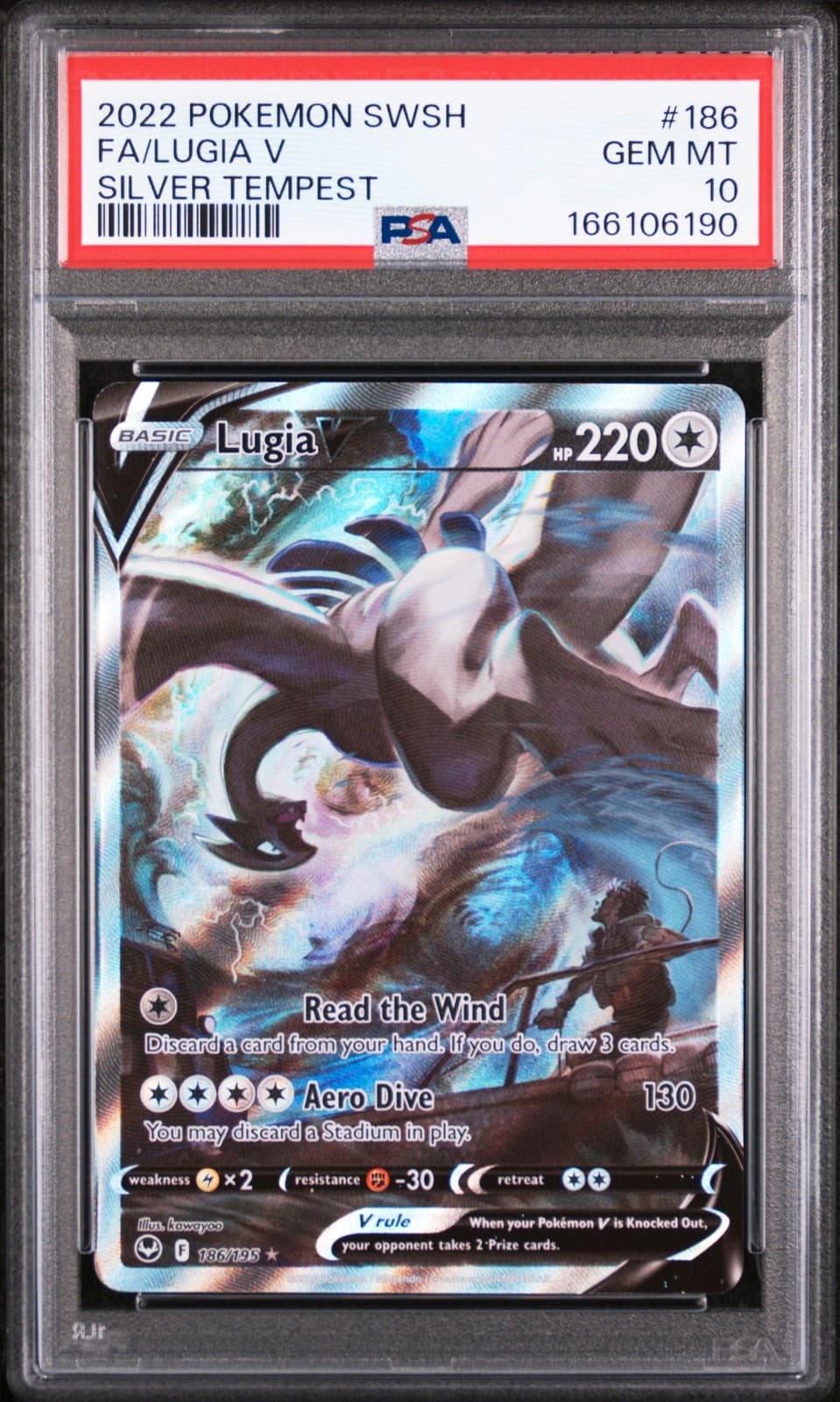 2022 POKEMON SWORD & SHIELD SILVER TEMPEST #186 FULL ART/LUGIA V PSA 10