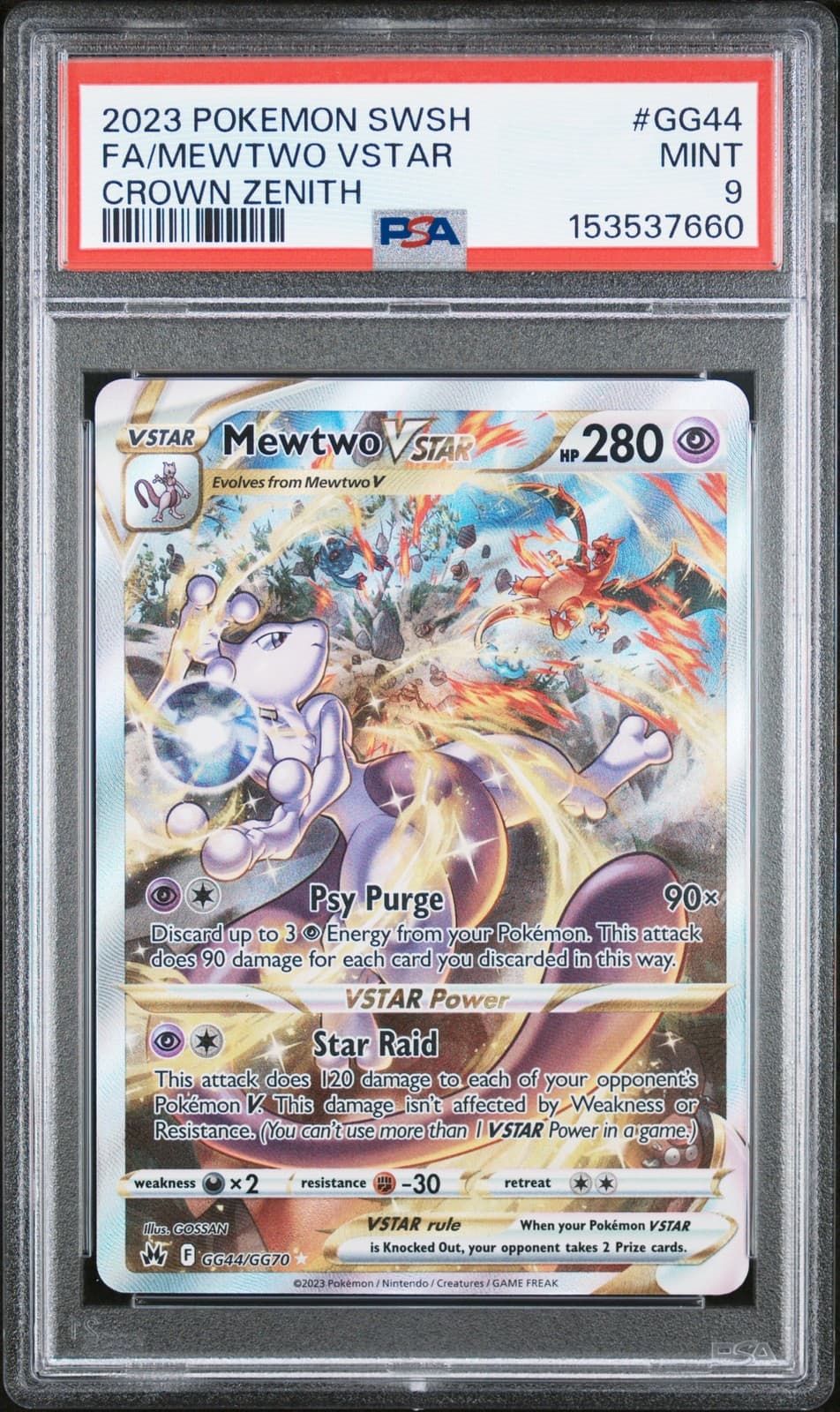 2023 Pokemon Sword And Shield Crown Zenith #GG44 Fa/Mewtwo Vstar PSA 9