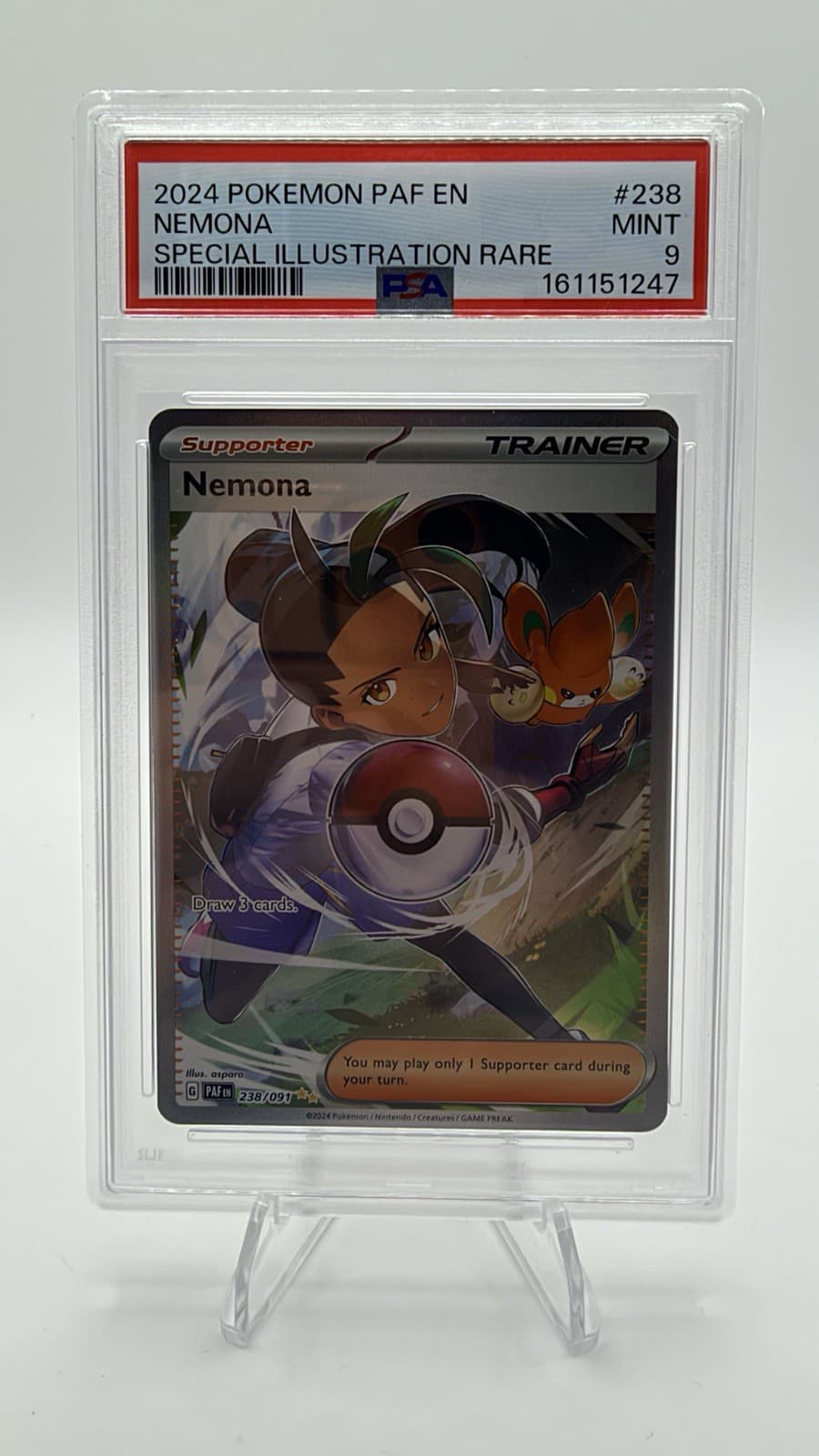 Nemona 238/091 PSA 9 Paldean Fates SIR Special Illustration Rare Pokemon