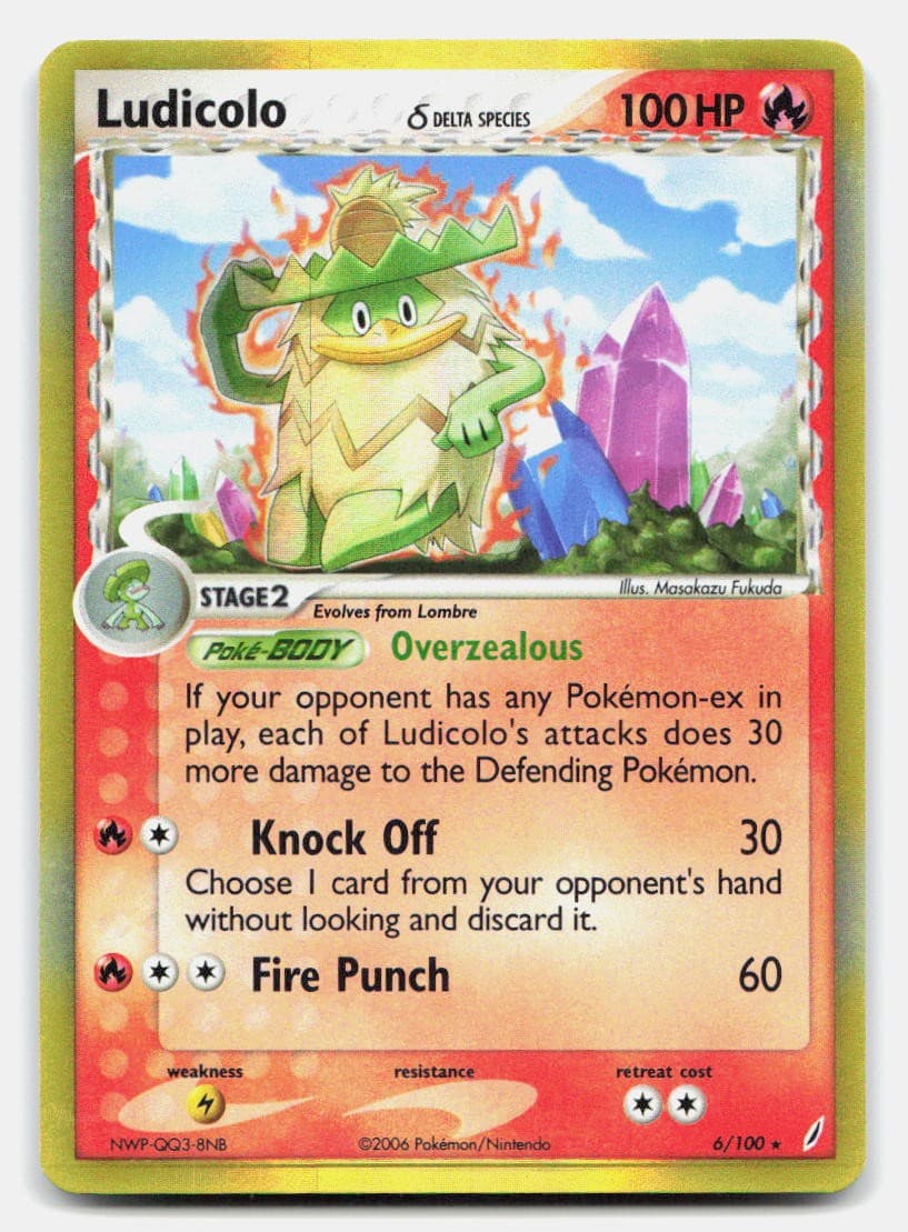 Ludicolo 6/100 Holo Rare Crystal Guardians Pokemon NM- Surface Scratch
