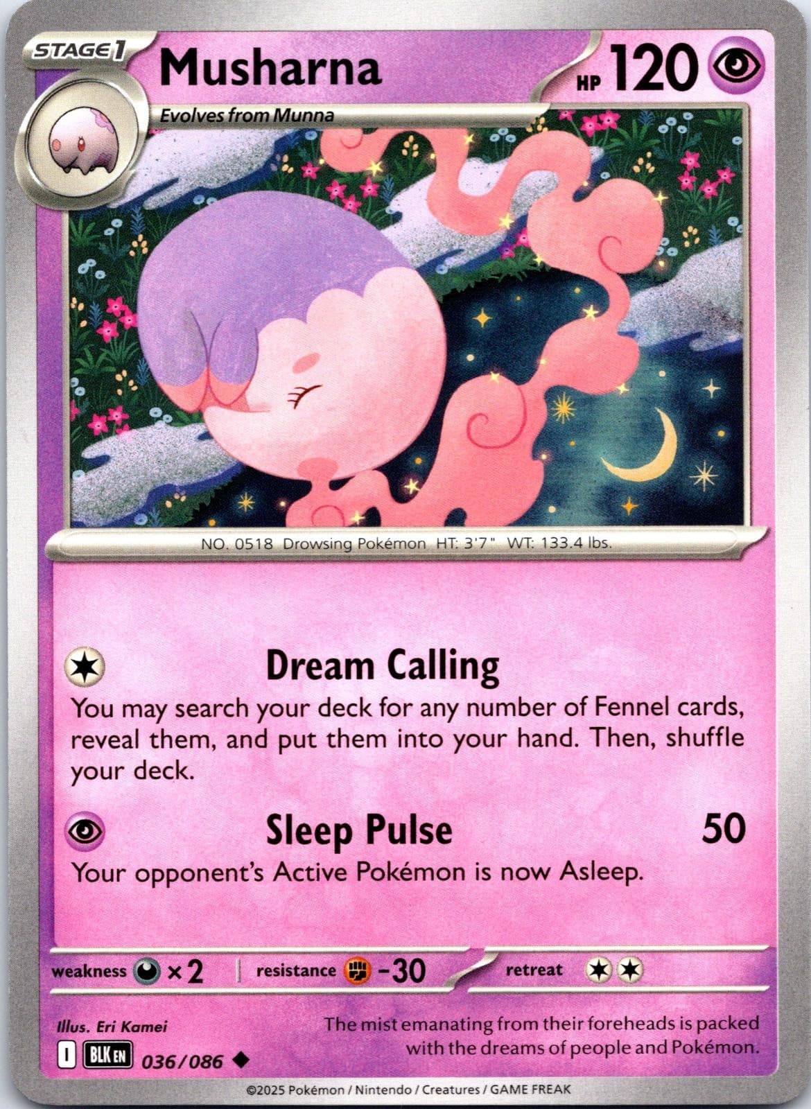 Musharna 036/086 Uncommon Black Bolt Pokemon NM