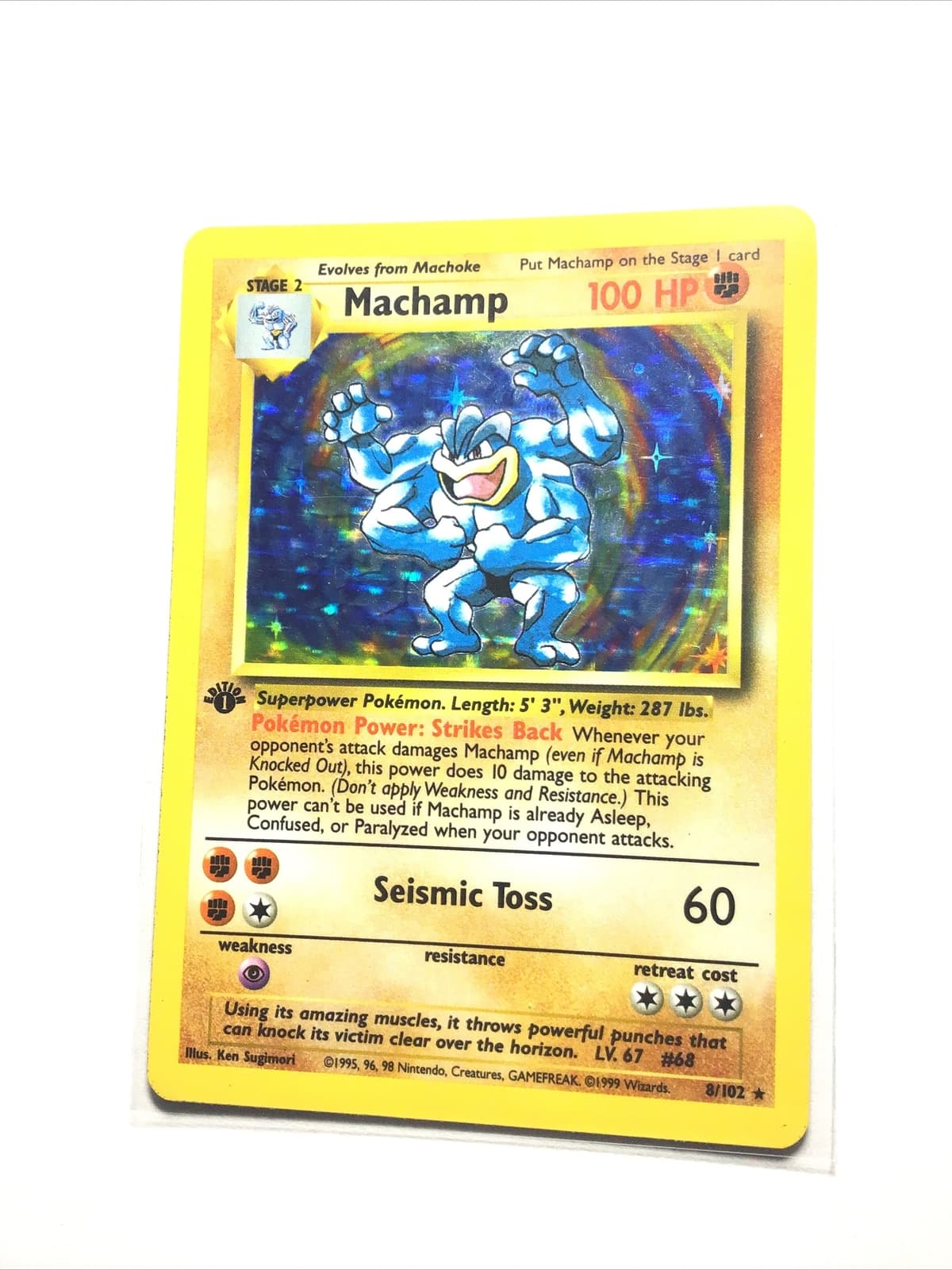 MACHAMP - 8/102 - Base Set - Holo - Pokemon Card - LP