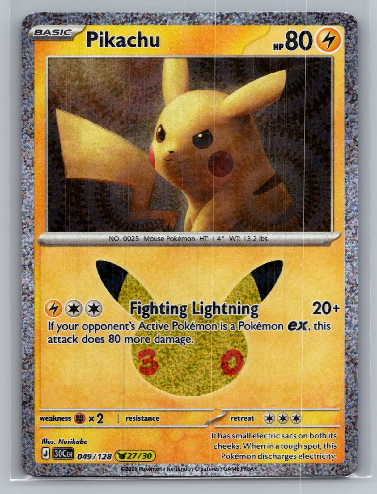Pikachu #49/128 2026 30th Celebration Pokemon TCG