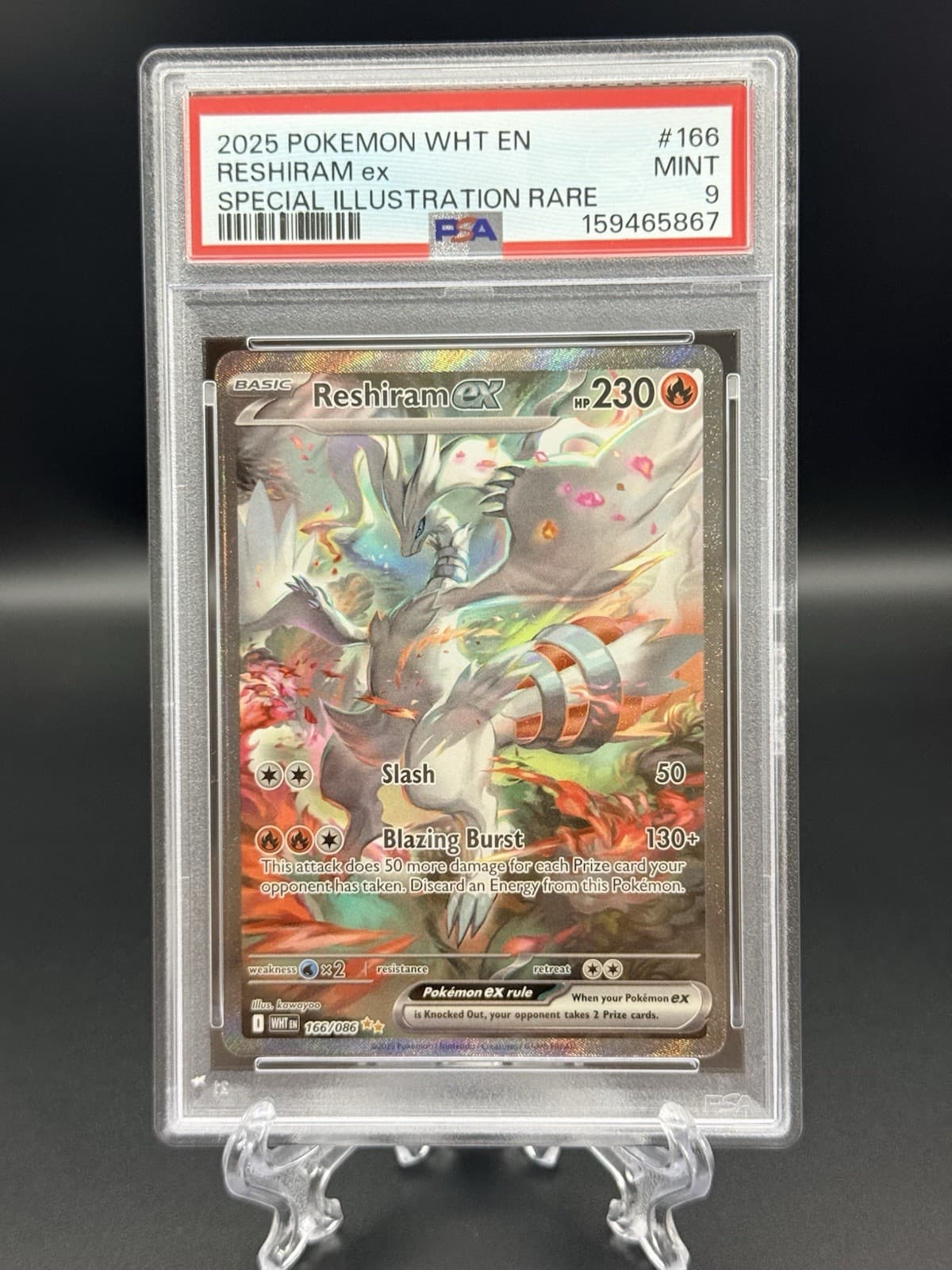 PSA 9  Reshiram ex White Flare 166/086 Special Illustration Rare - Pokemon Card