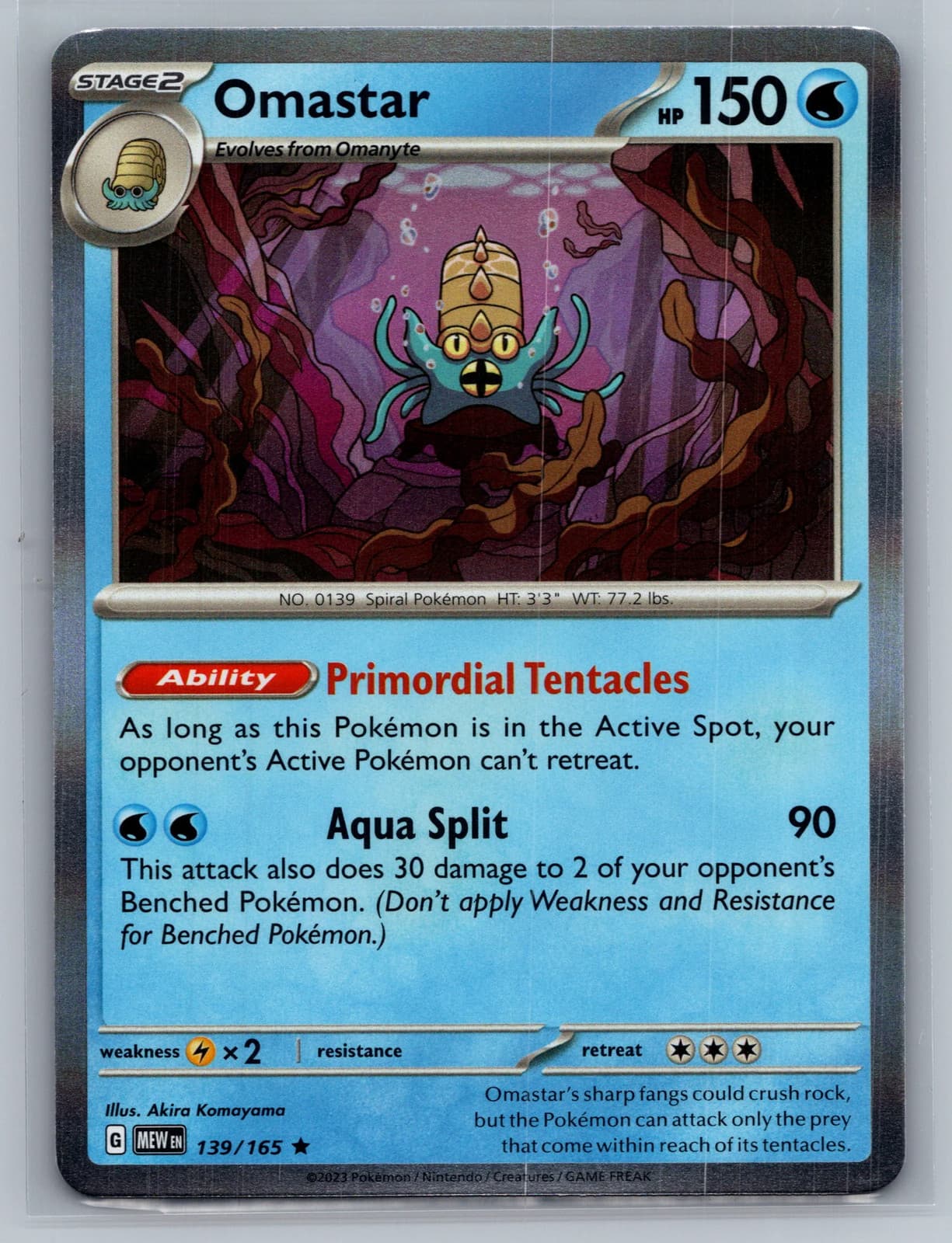 Omastar 139/165 Scarlet & Violet 151 Holo Rare Pokemon TCG NM