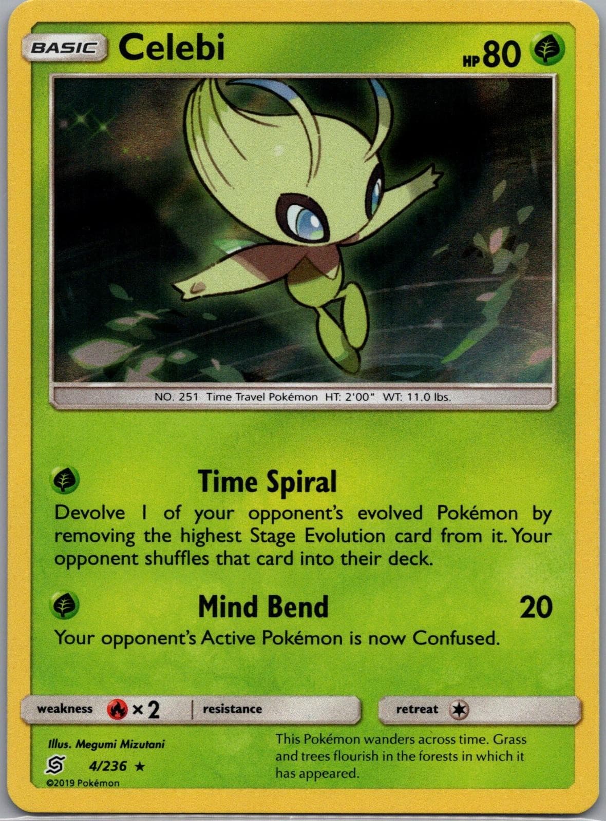 Celebi 4/236 Holo Rare Unified Minds Pokemon Lightly Played