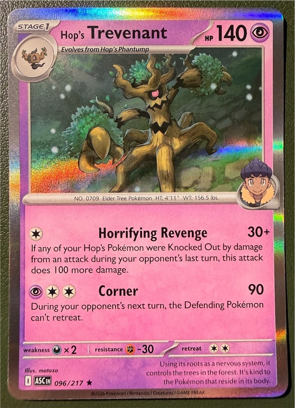 Pokemon TCG Hop's Trevenant 96/217 Ascended Heroes ME2.5 Holo NM