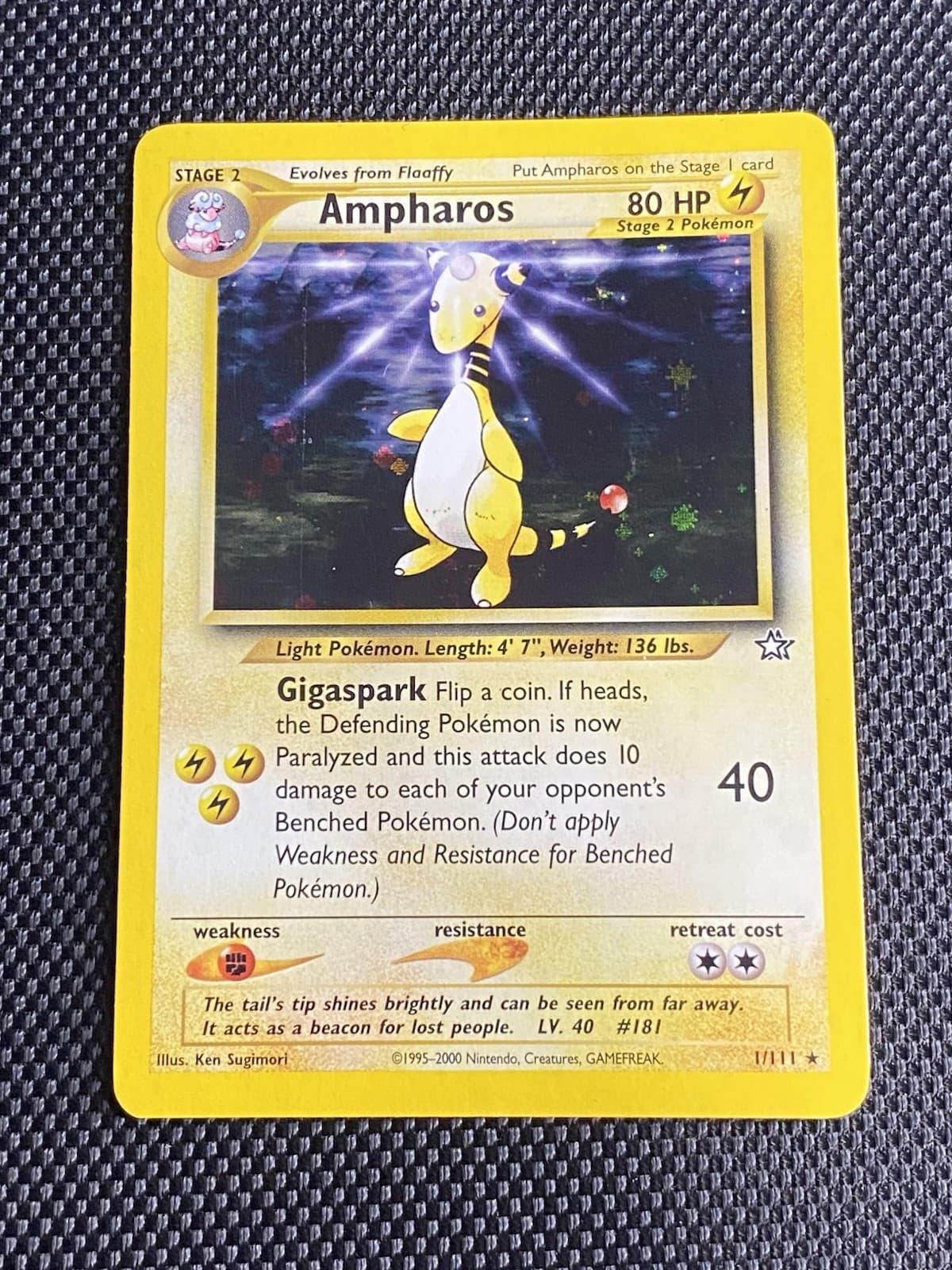 Pokemon TCG Ampharos 1/111 Neo Genesis Holo Rare LP+