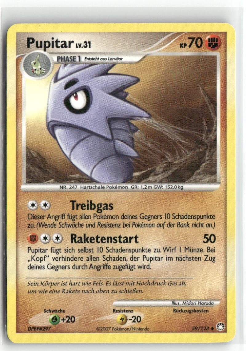 Pupitar 59/123 Geheimnisvolle Schätze MT Uncommon Pokemon Deutsch 2007