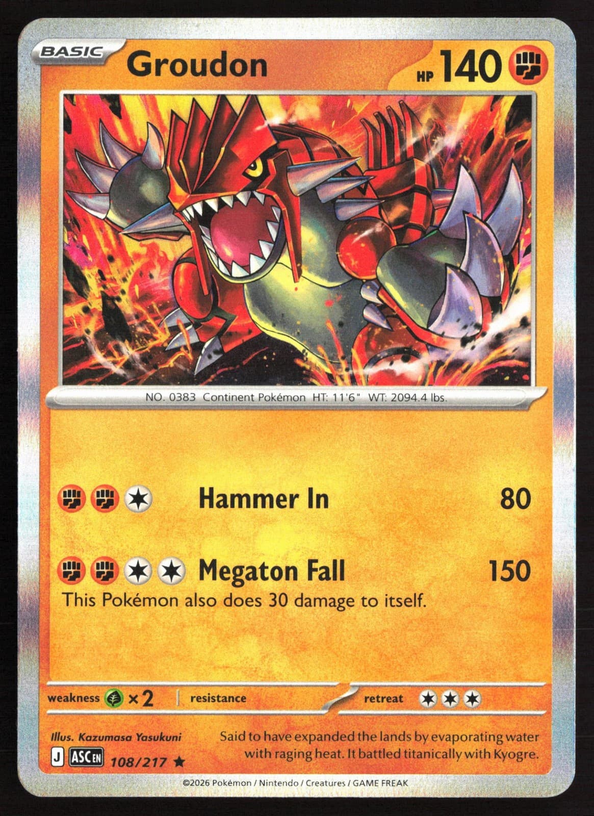 Pokemon Groudon Holo ME: Ascended Heroes 108/217 NM