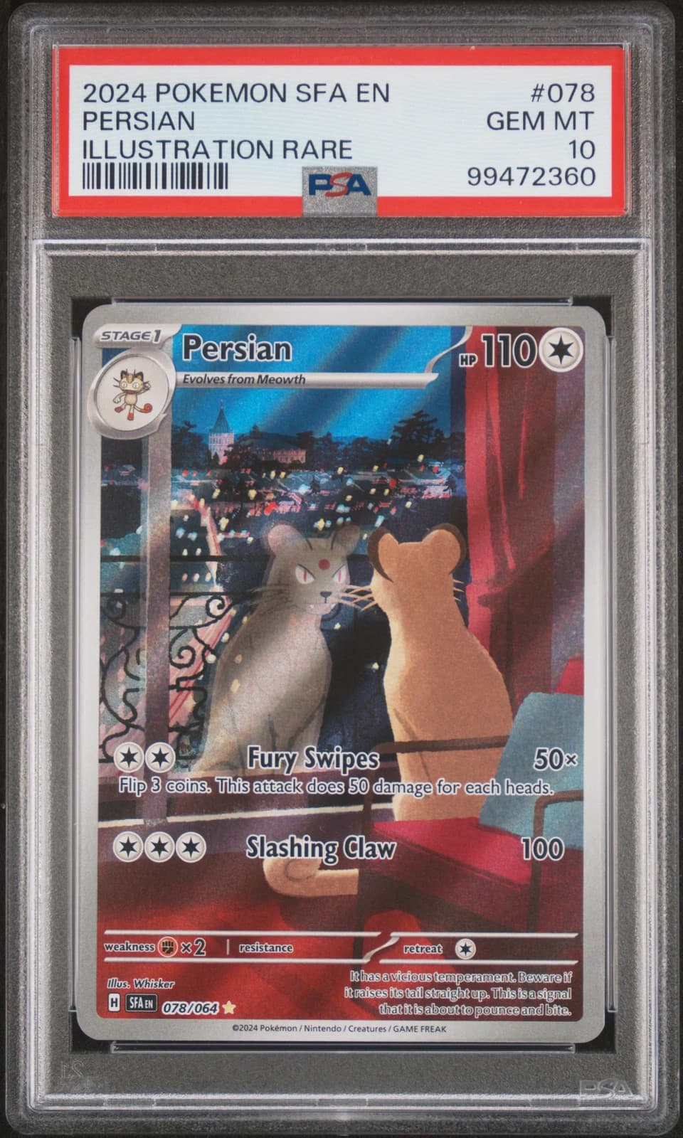 Persian 078/064 Shrouded Fable Illustration Rare PSA 10 Gem Mint Pokemon — photo 1 of 2