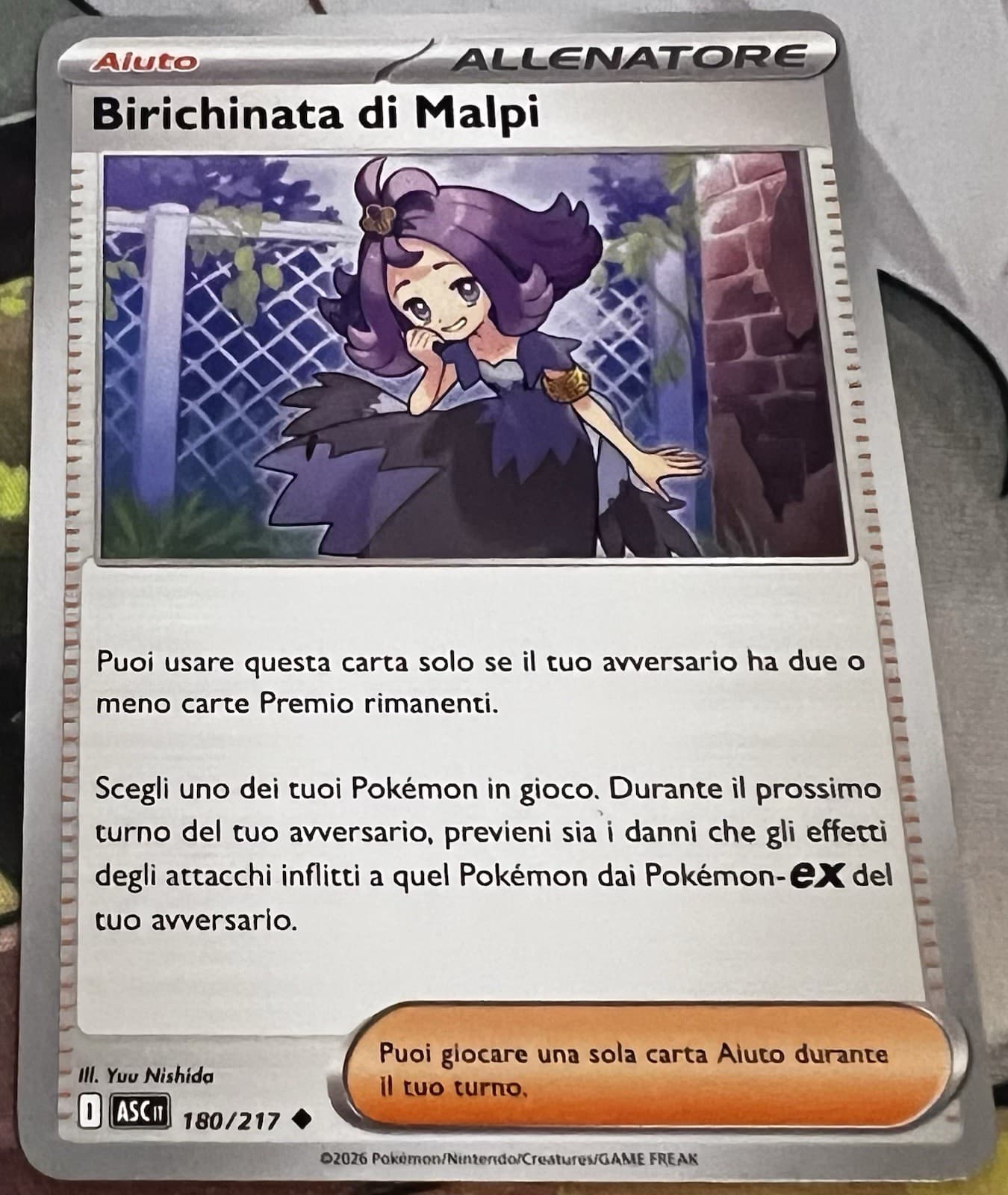Carta Pokemon Ascesa Eroica ASCit ITA: BIRICHINATA DI MALPI 180/217 Non Comune