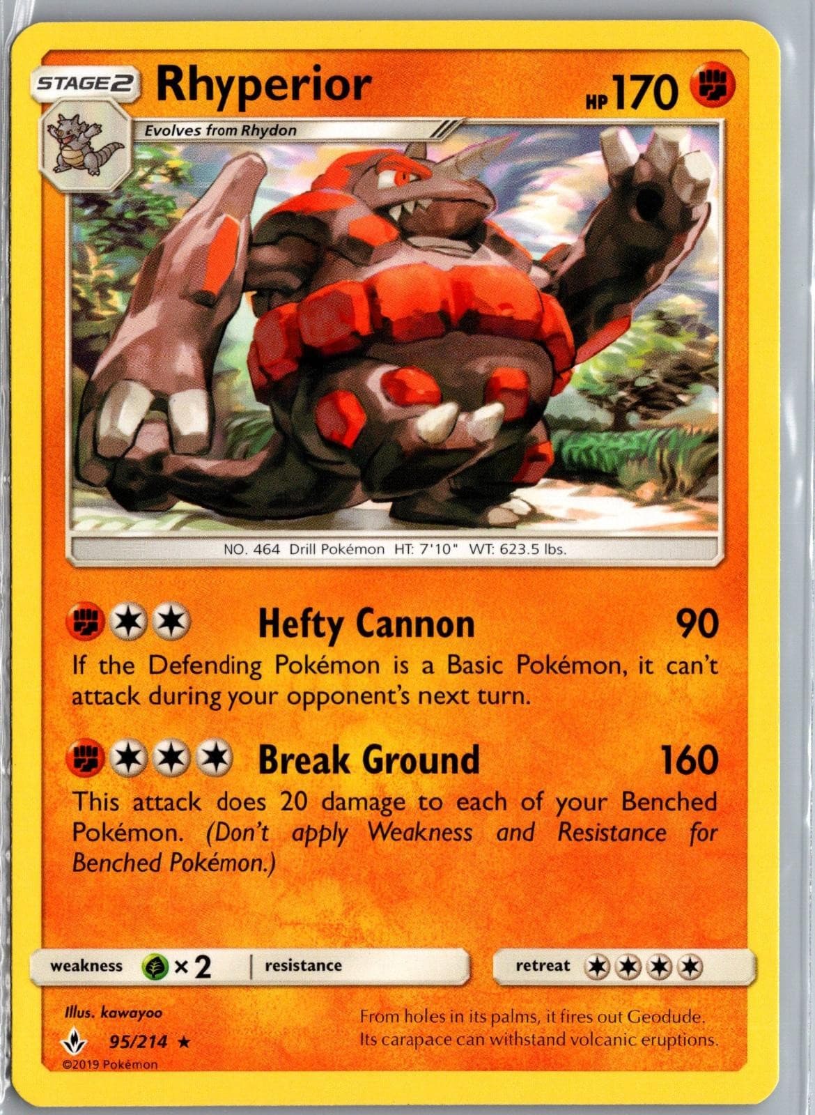 Rhyperior 95/214 Rare Unbroken Bonds Pokemon Near Mint