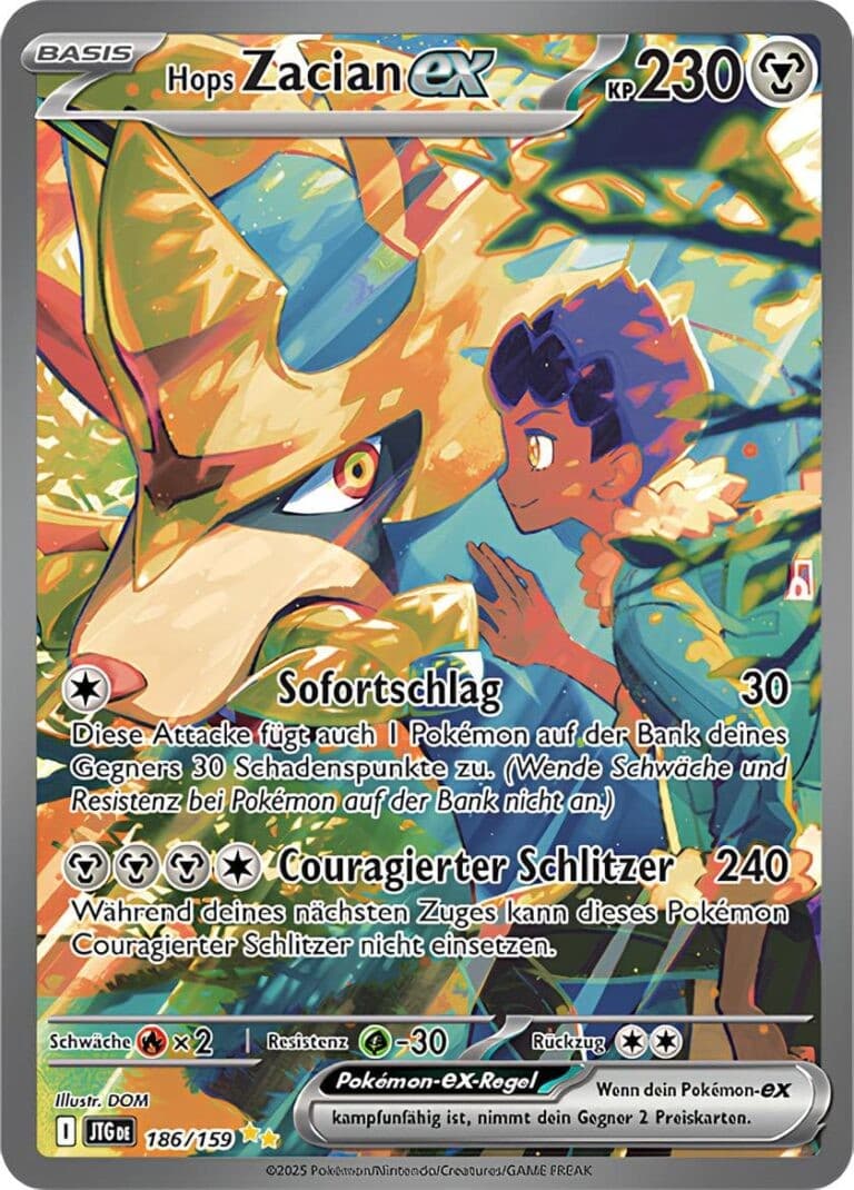 Hops Zacian-ex 186/159 Special Illustration Rare Reisegefährten Pokemon Deutsch