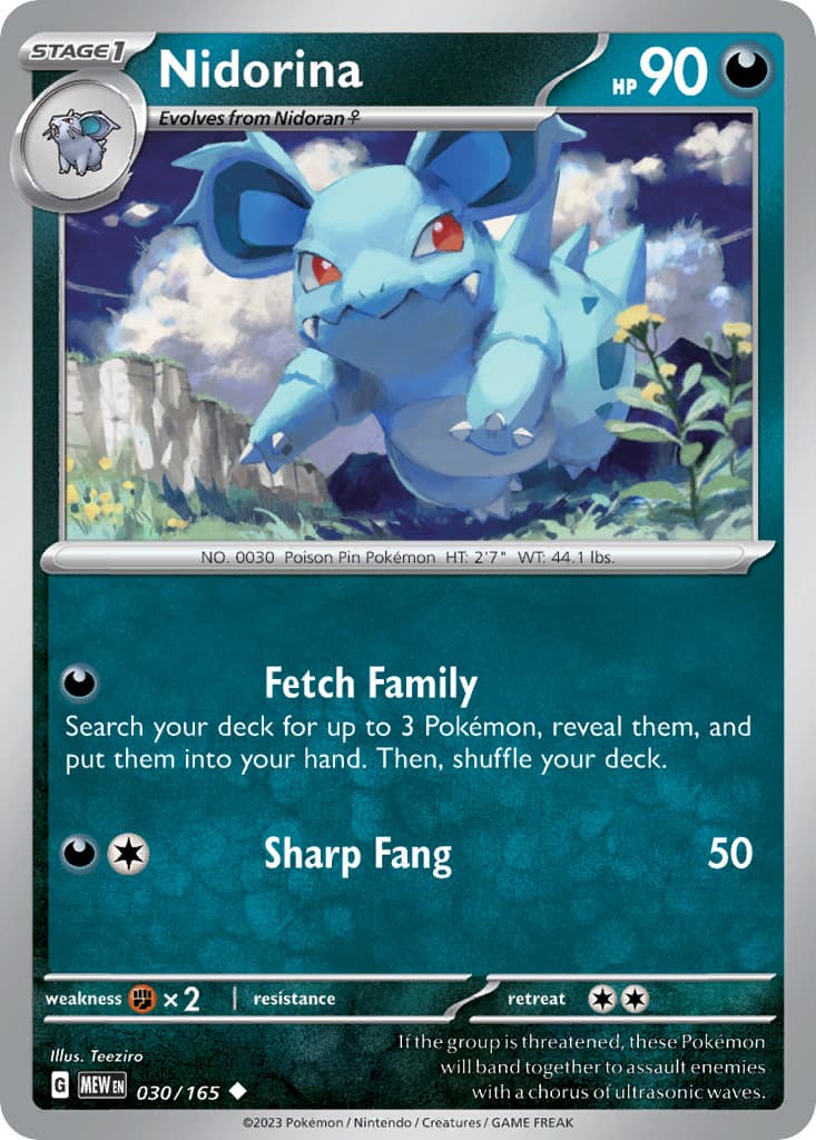 Nidorina 030/165 Uncommon 151 Pokemon Near Mint