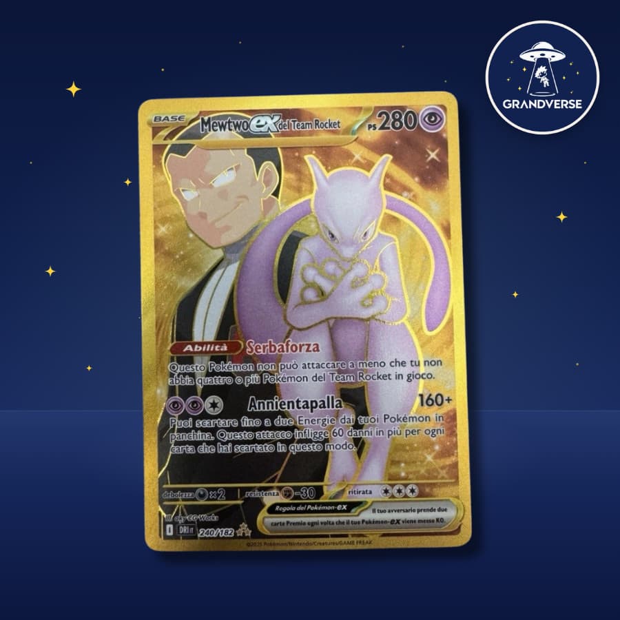 Mewtwo Ex del Team Rocket 240/182 Gold Rivali Predestinati