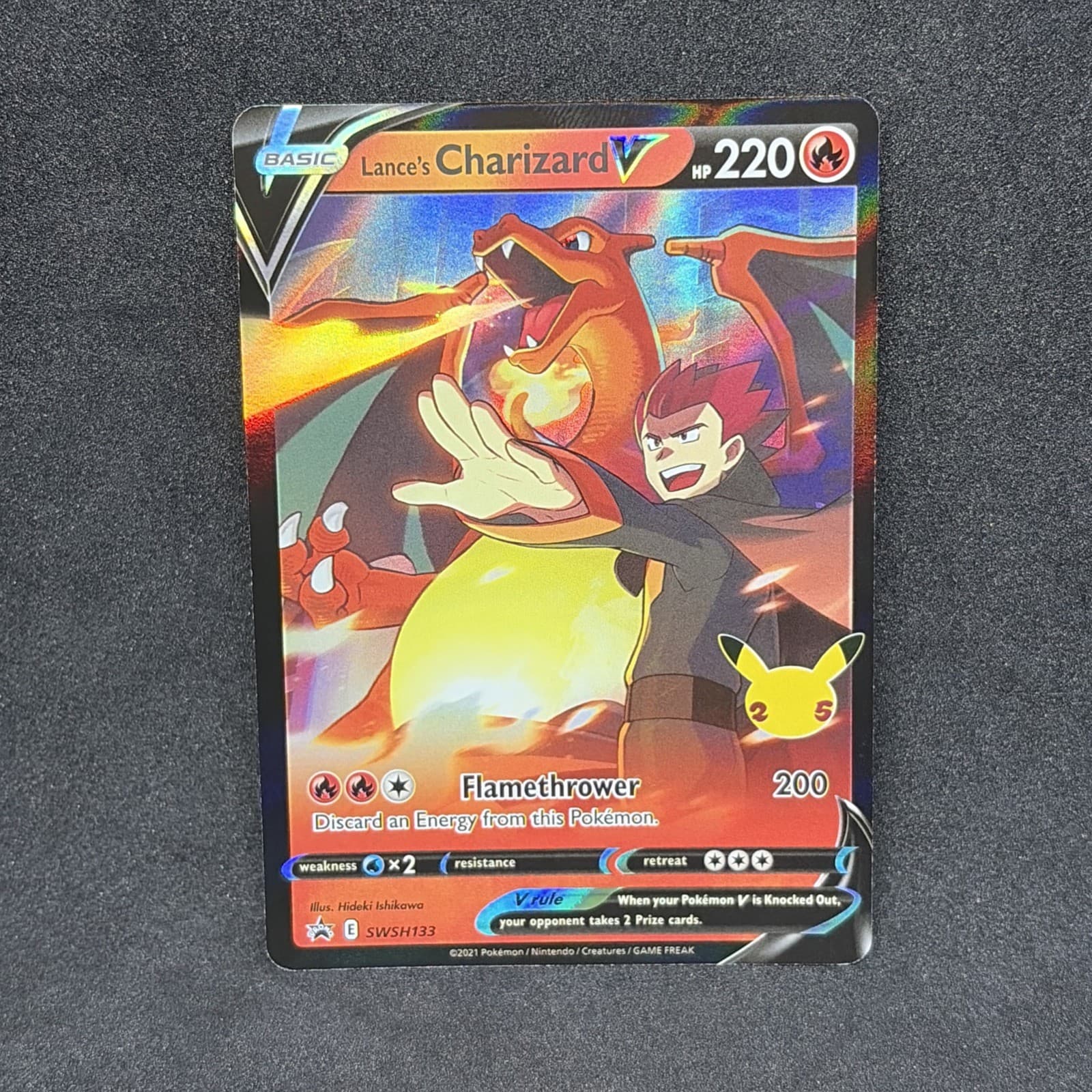 Pokemon Lance's Charizard v SWSH133 Holo Black Star Promo Card NM Condition