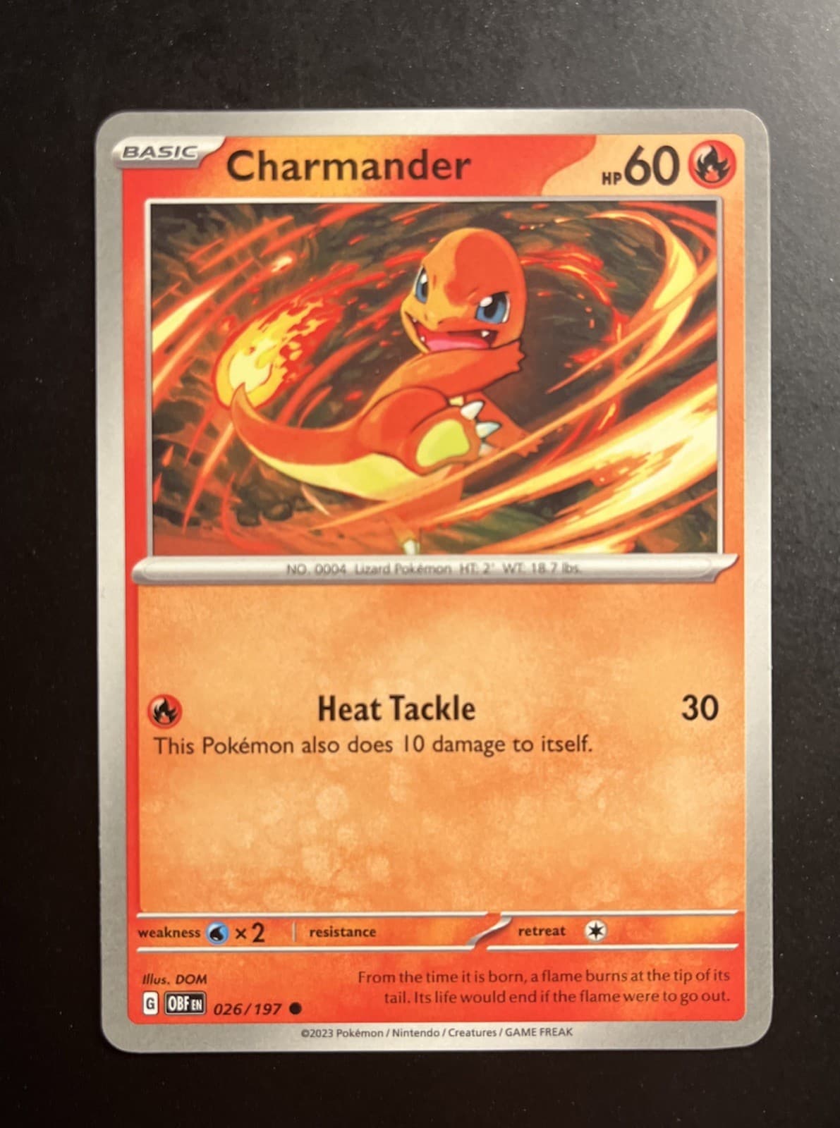 Pokémon Charmander Holographic Holo 26/197 Obsidian Flames Regular
