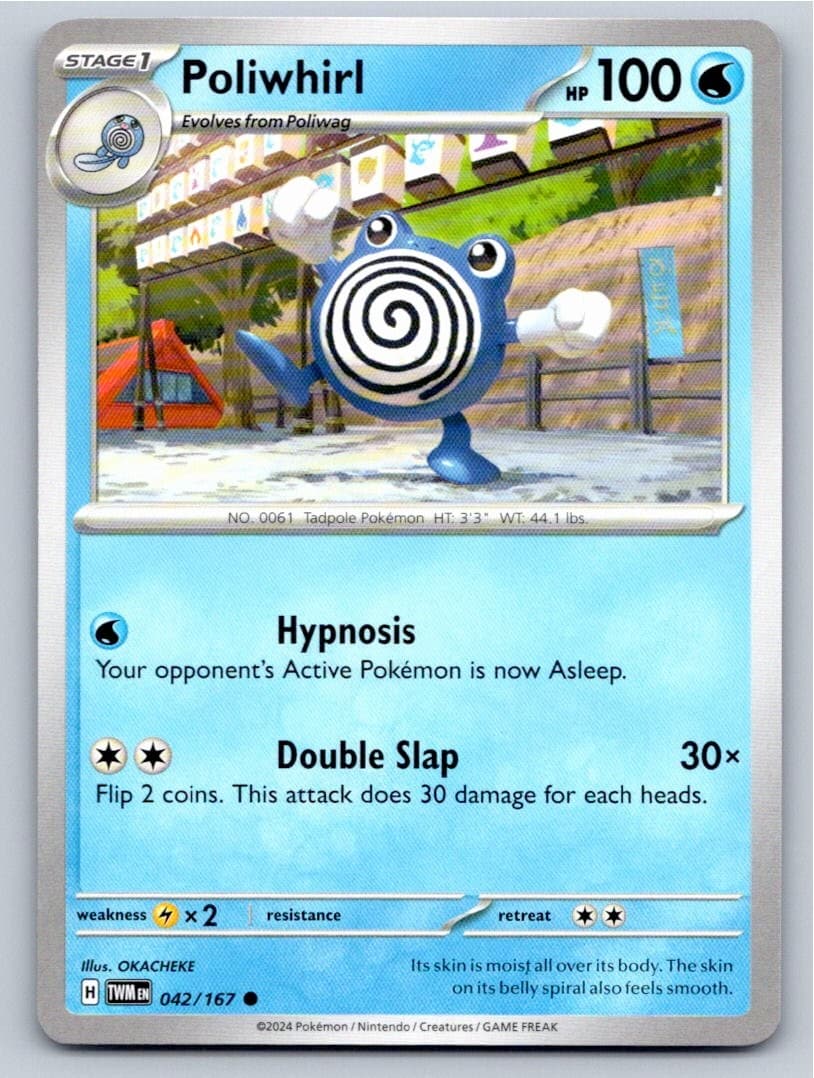 2024 POKEMON POLIWHIRL TWILIGHT MASQUERADE 042/167 COMMON NM A14658 FREE S&H