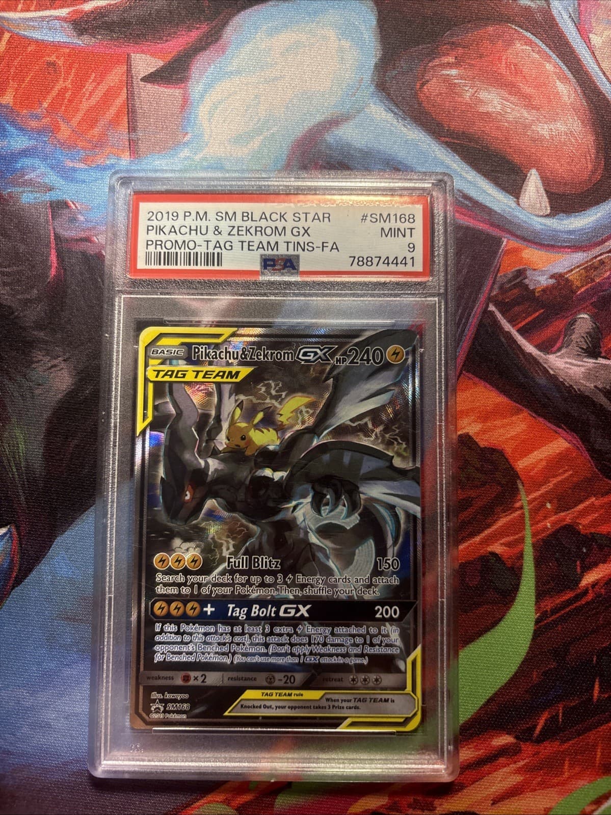Pikachu & Zekrom GX SM168 Sm Holo PSA 9