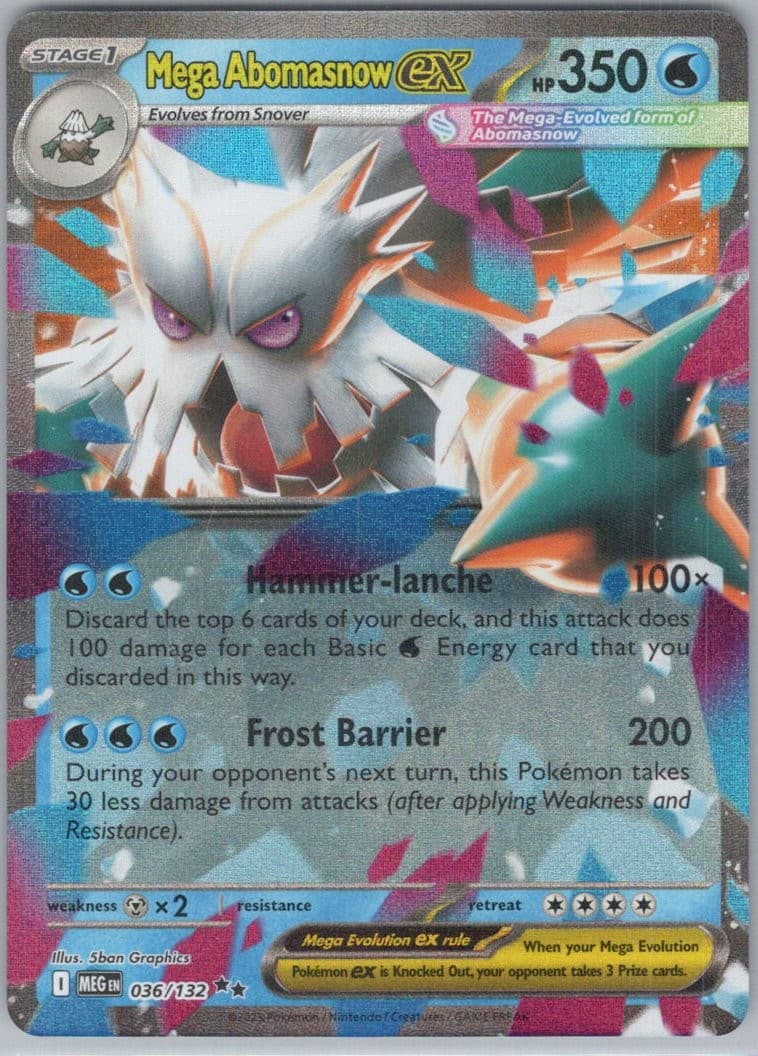 Mega Abomasnow ex - 036/132 #36/132 (Holo) (NM) ME01: Mega Evolution MEG Pokemon