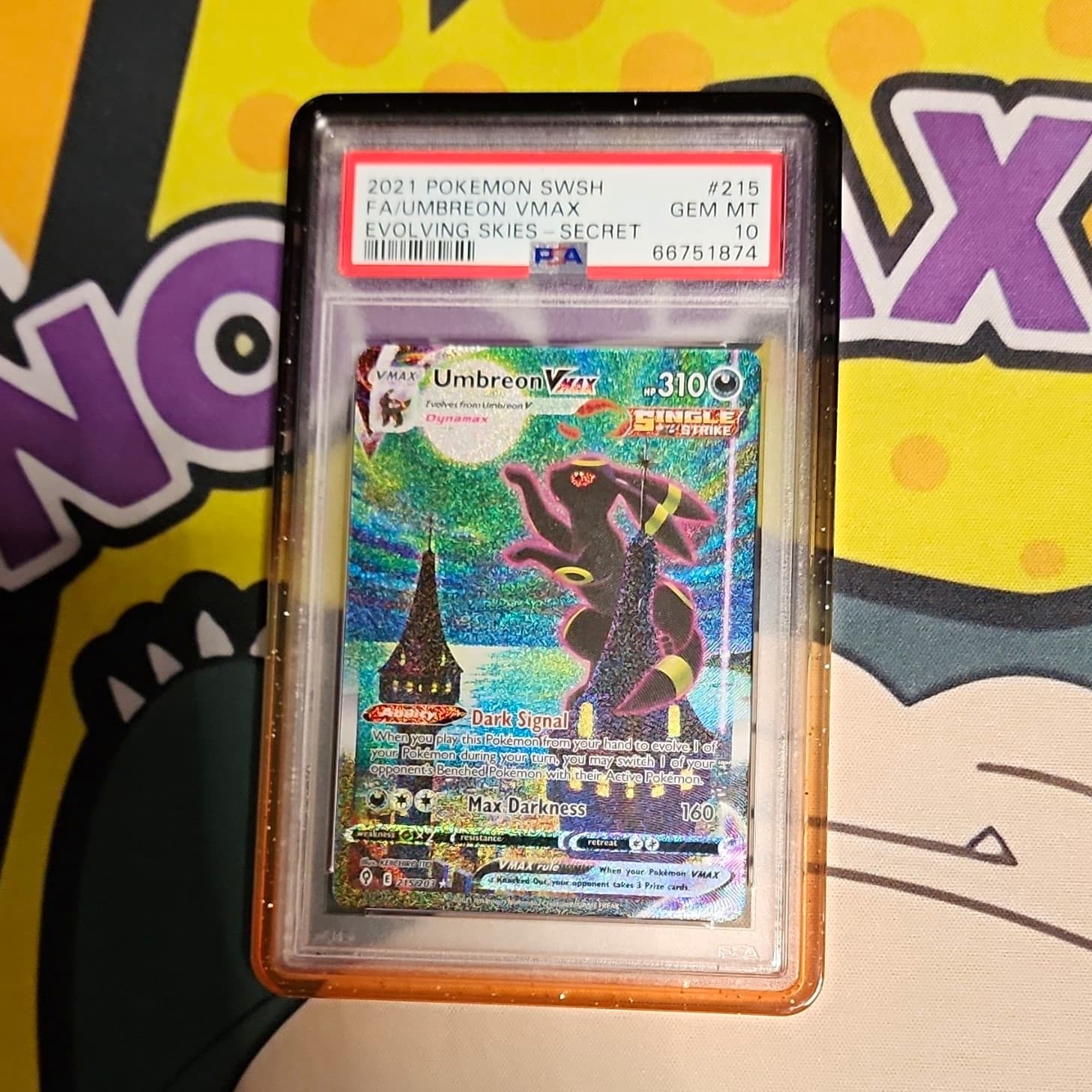 Pokemon 2021 SWSH07 Evolving Skies Umbreon VMAX 215/203 Secret Alt Art PSA 10
