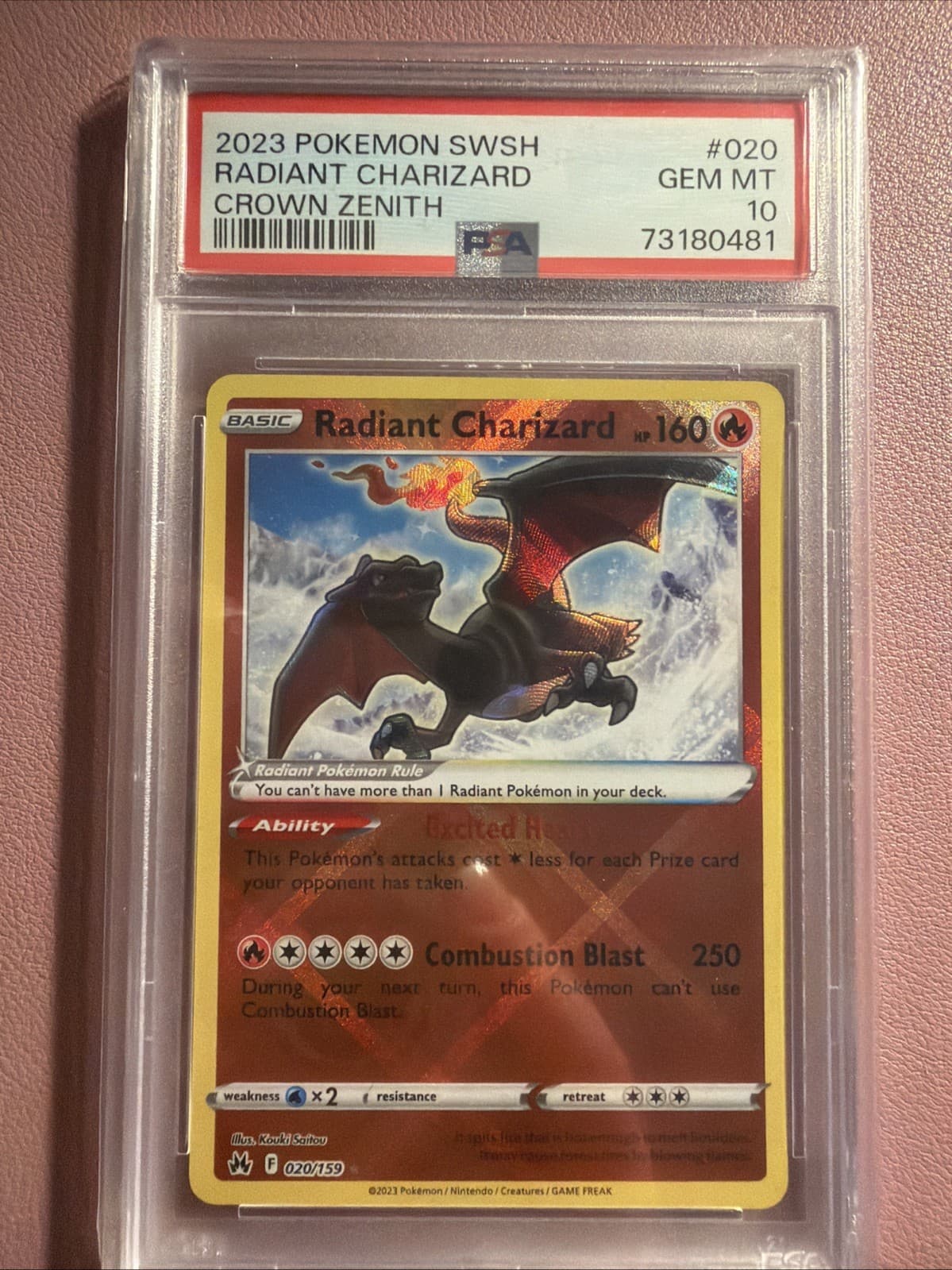 PSA 10 Radiant Charizard 020/159 SWSH: Crown Zenith 