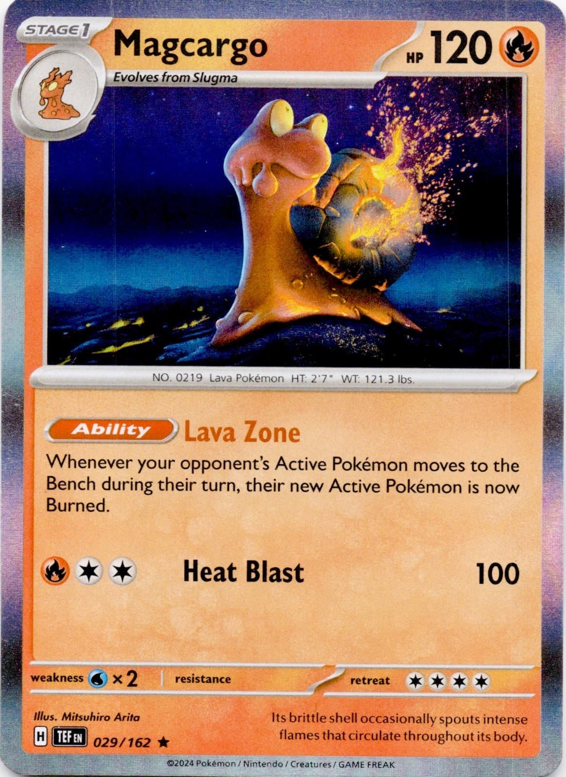 Magcargo 029/162 Rare Temporal Forces Pokemon Holo Lightly Played