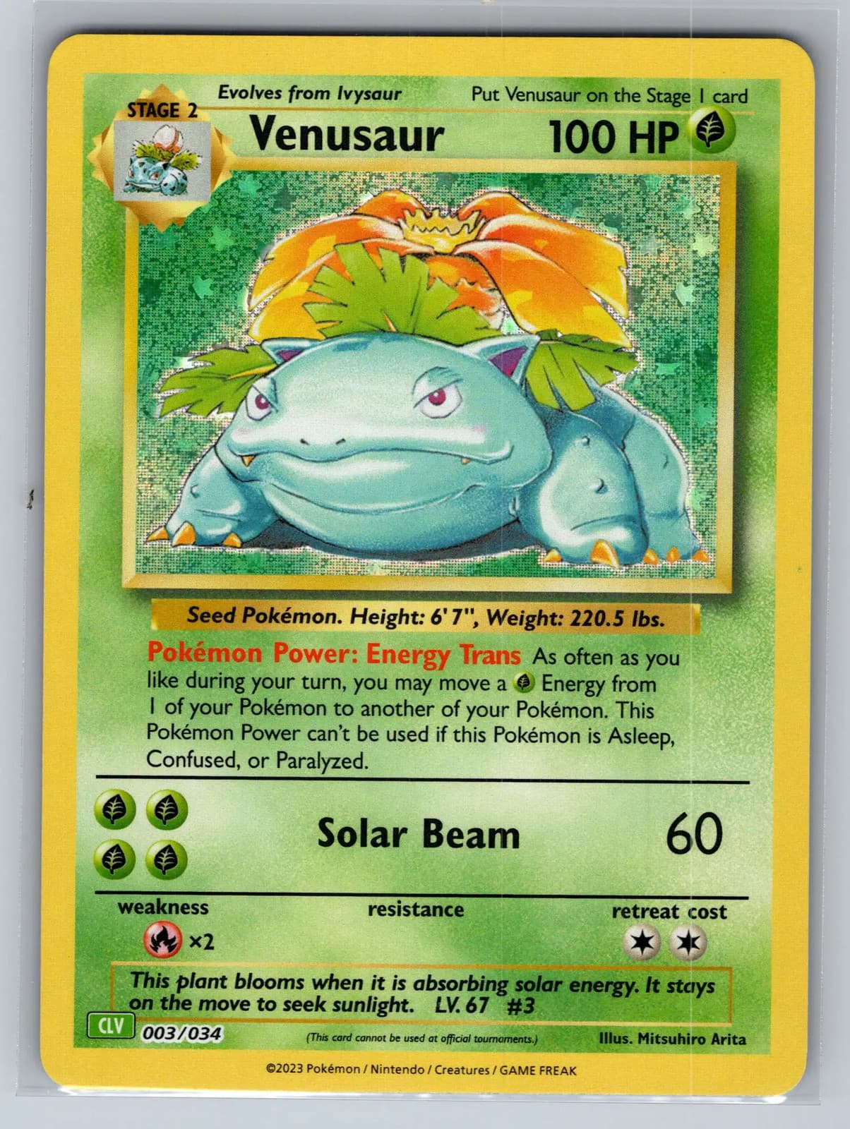 Venusaur 003/034 Pokemon TCG Classic Holo Venusaur & Lugia ex Deck 2023 NM — photo 1 of 2