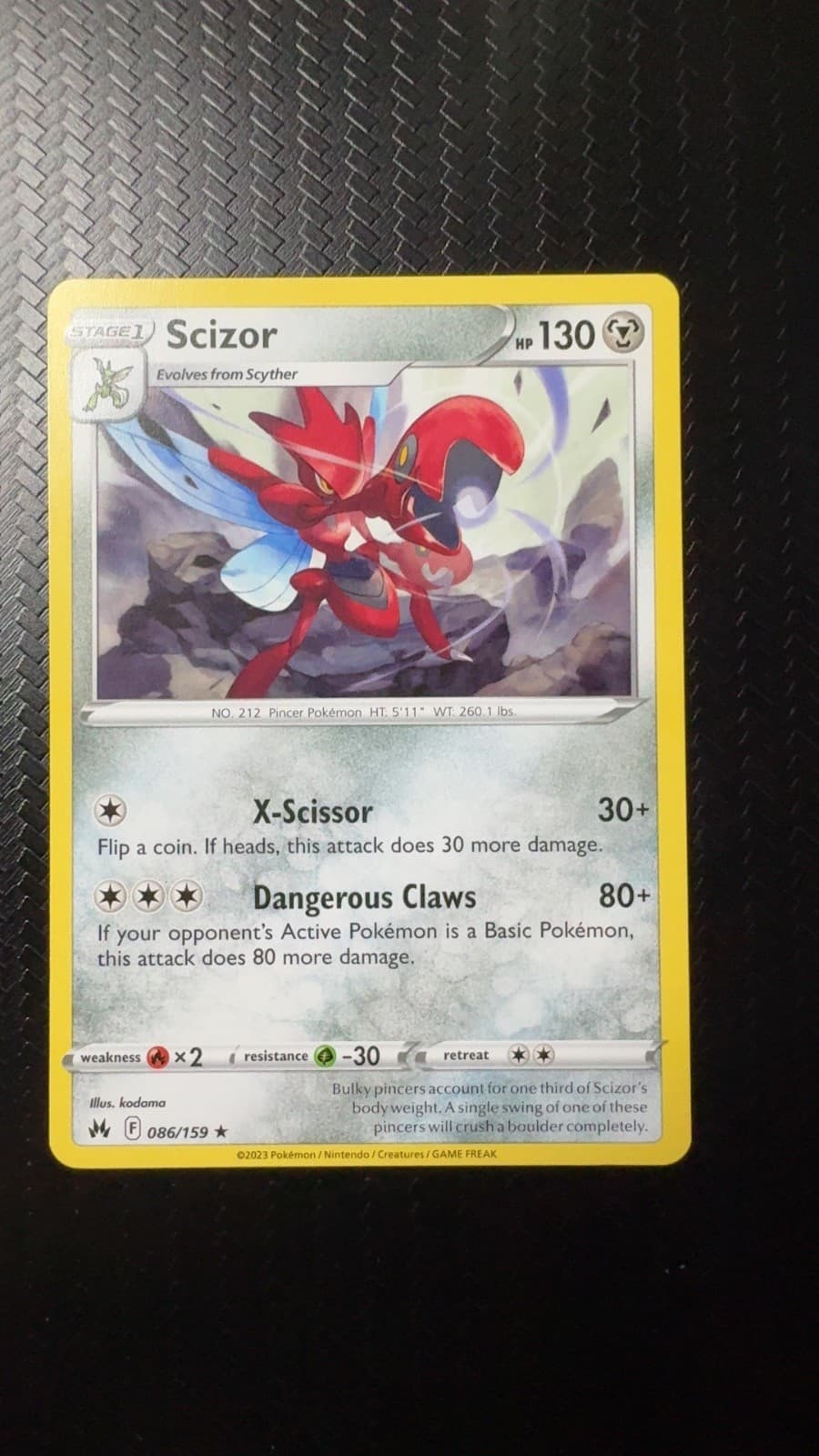 Scizor 086/159 Rare Crown Zenith Pokemon Near Mint