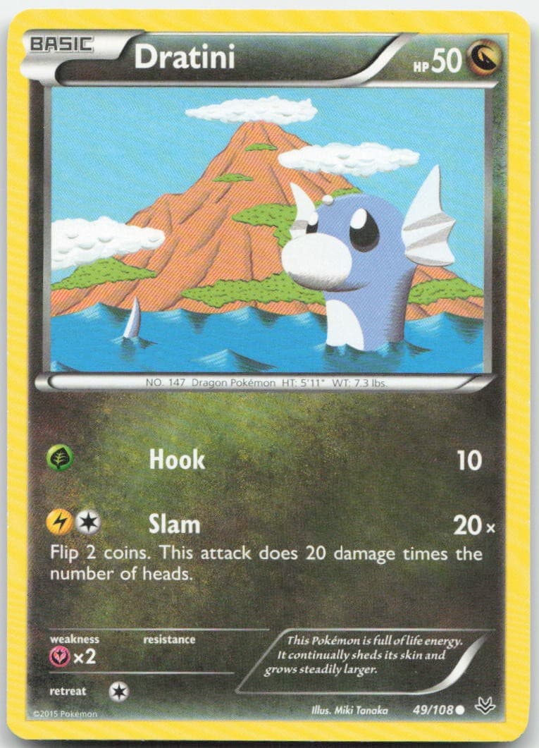 Dratini 49/108 Common Roaring Skies Pokemon Moderately Played