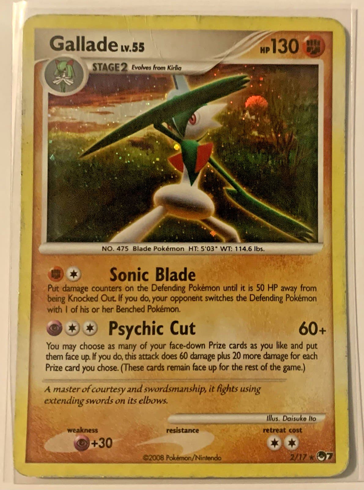 Gallade 2/17 Holo Rare POP Series 7 Promo Pokemon Card