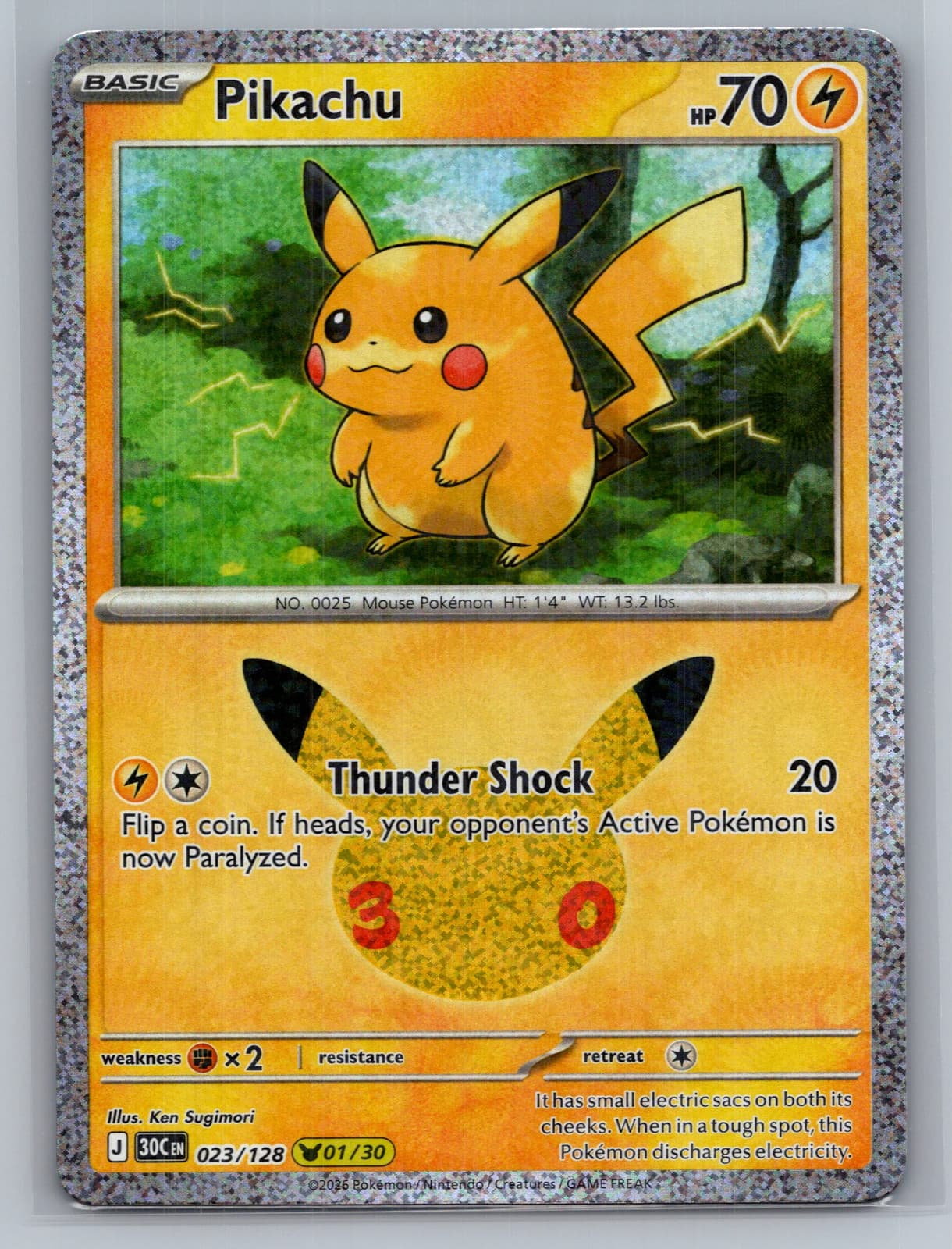 Pikachu #23/128 2026 30th Celebration Pokemon TCG