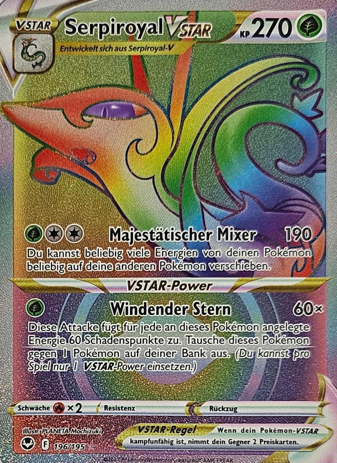 Pokemon Karte Serpiroyal VSTAR 196/195 Silberne Sturmwinde Near Mint Deutsch