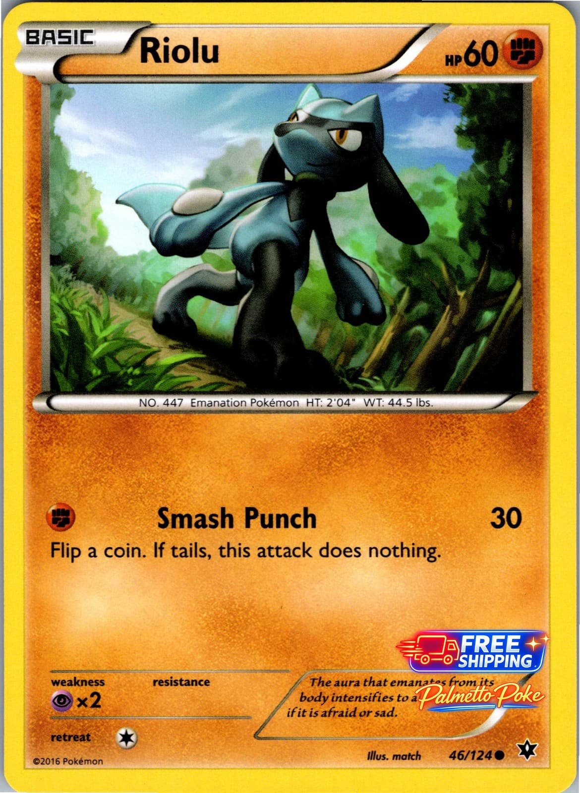 Riolu (46) 46/124 Common XY - Fates Collide Pokemon NM/LP