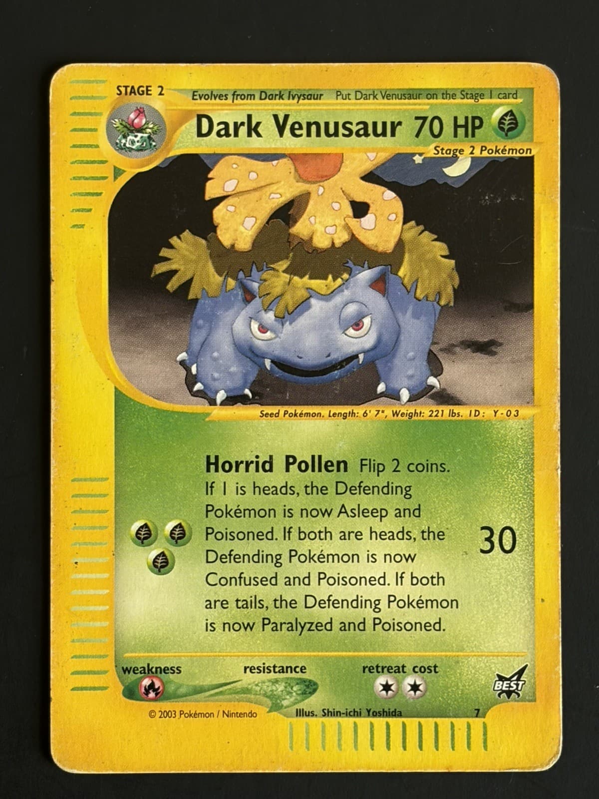 Dark Venusaur 7 BEST of GAME Promo 2003 Pokemon WOTC Vintage Rare