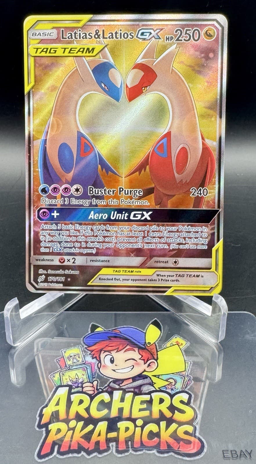 Latias & Latios GX-170/181-NM/LP+-Alt Art- Pokemon-S&M-Team Up-Shipping Included