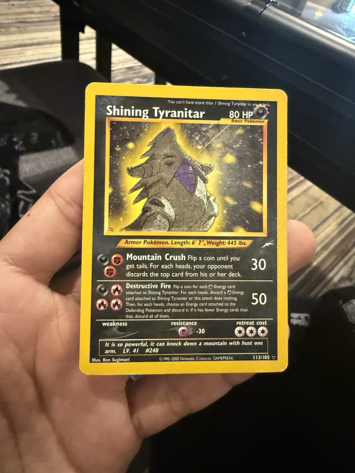 Pokemon Shining Tyranitar 113/105 Neo Destiny Secret Rare Holofoil Vintage