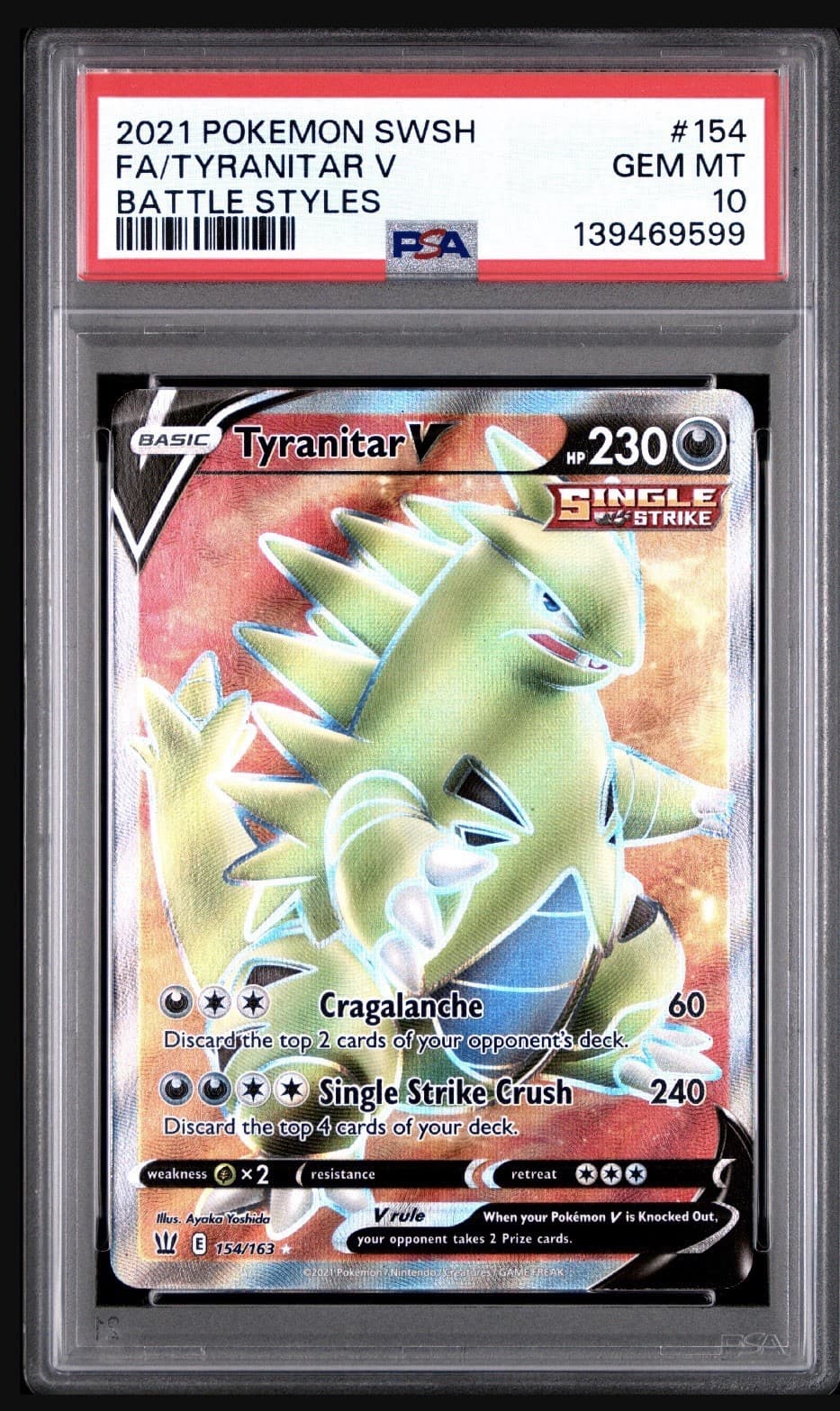 Pokémon TCG Tyranitar V Full Art Battle Style Card 154/163 PSA 10 Lower Pop