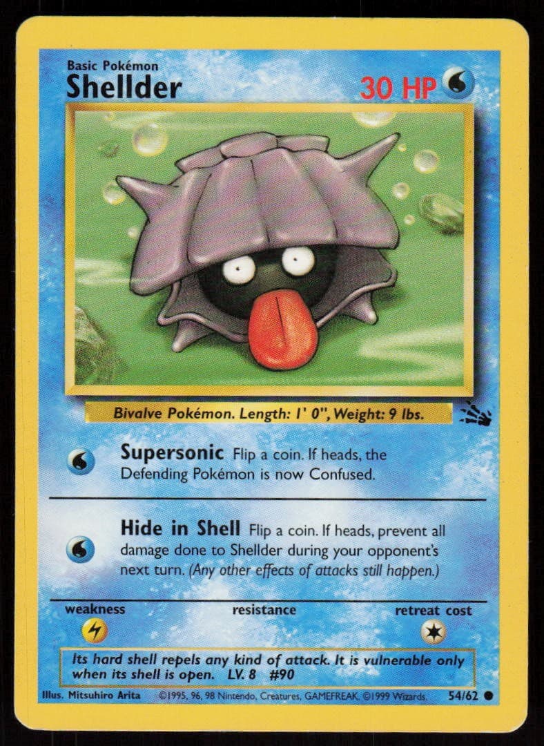 Shellder 54/62 Common Fossil Pokemon Unlimited Moderately Played