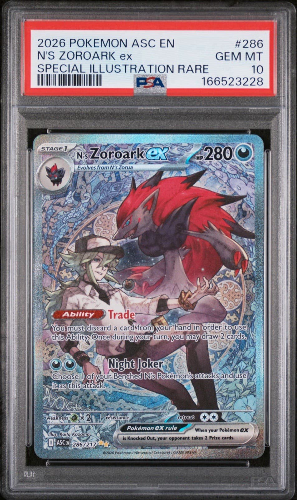 2026 POKEMON ASC EN-ASCENDED HEROES #286 N'S ZOROARK EX PSA 10