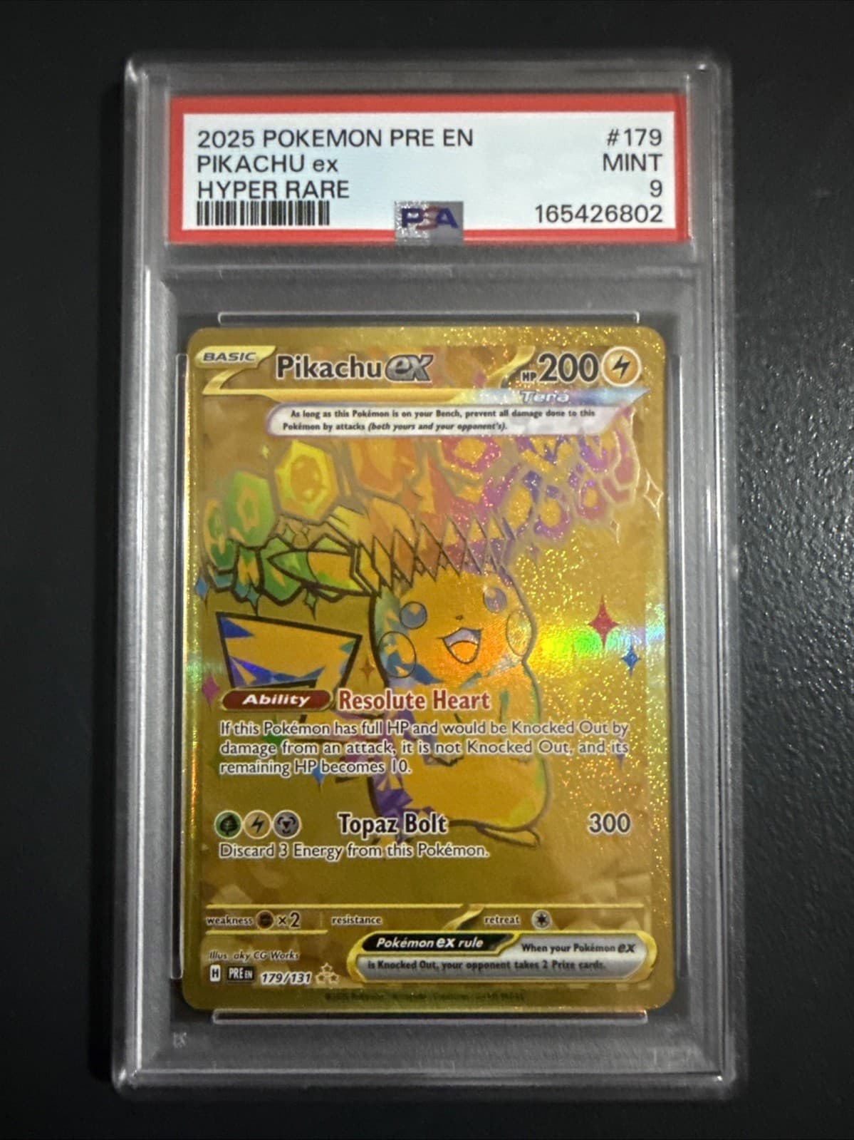 Pokémon Prismatic Evolutions Pikachu EX Hyper Rare Gold 179/131 PSA 9