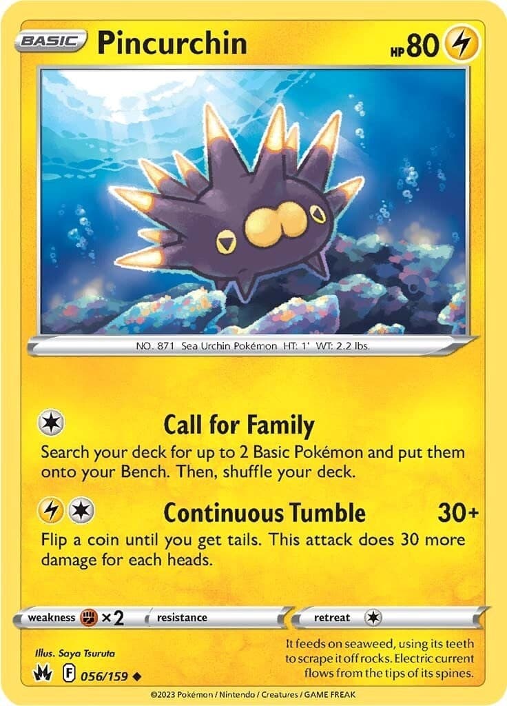 Pokemon Pincurchin 056/159 SWSH: Crown Zenith Uncommon NM