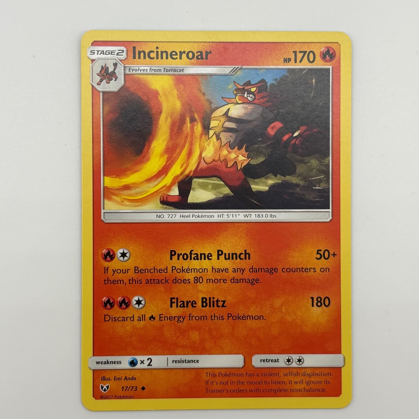 Incineroar 17/73 UC Shining Legends MP Pokemon
