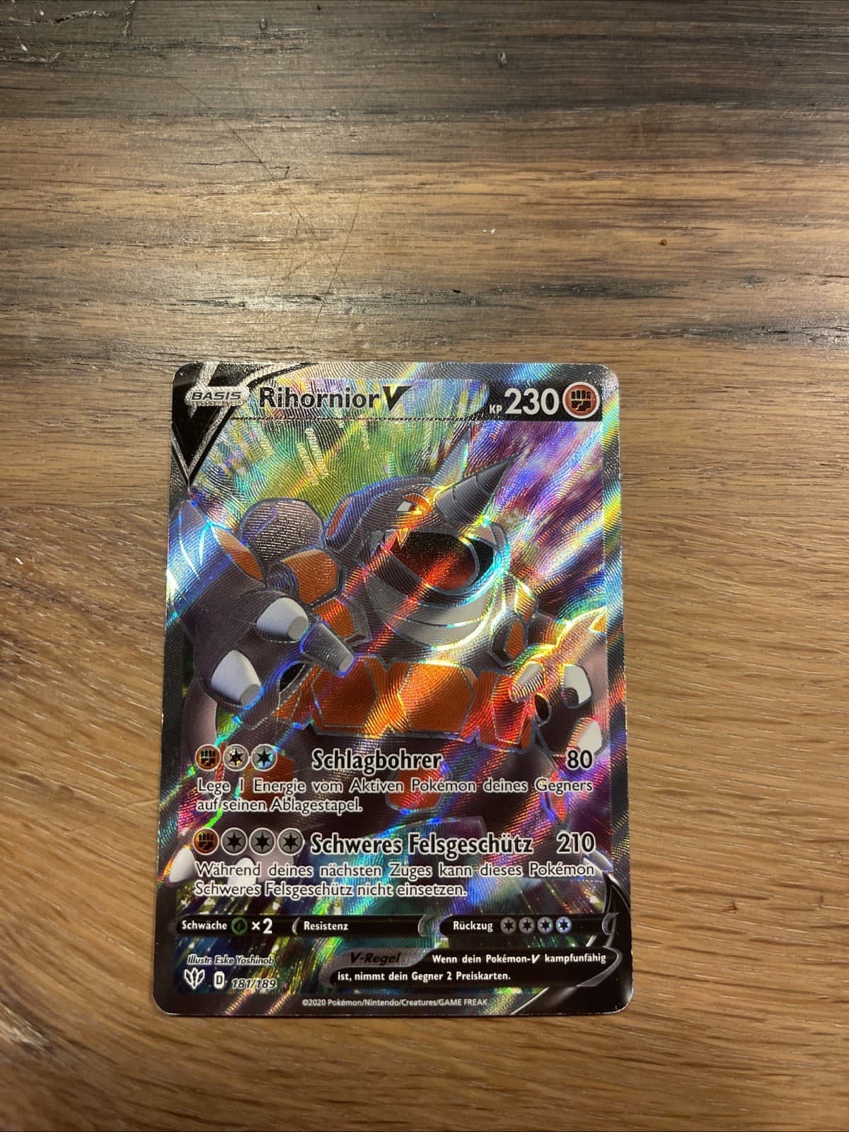 Pokemon TCG Rihornior V 181/189 Deutsch Flammende Finsternis